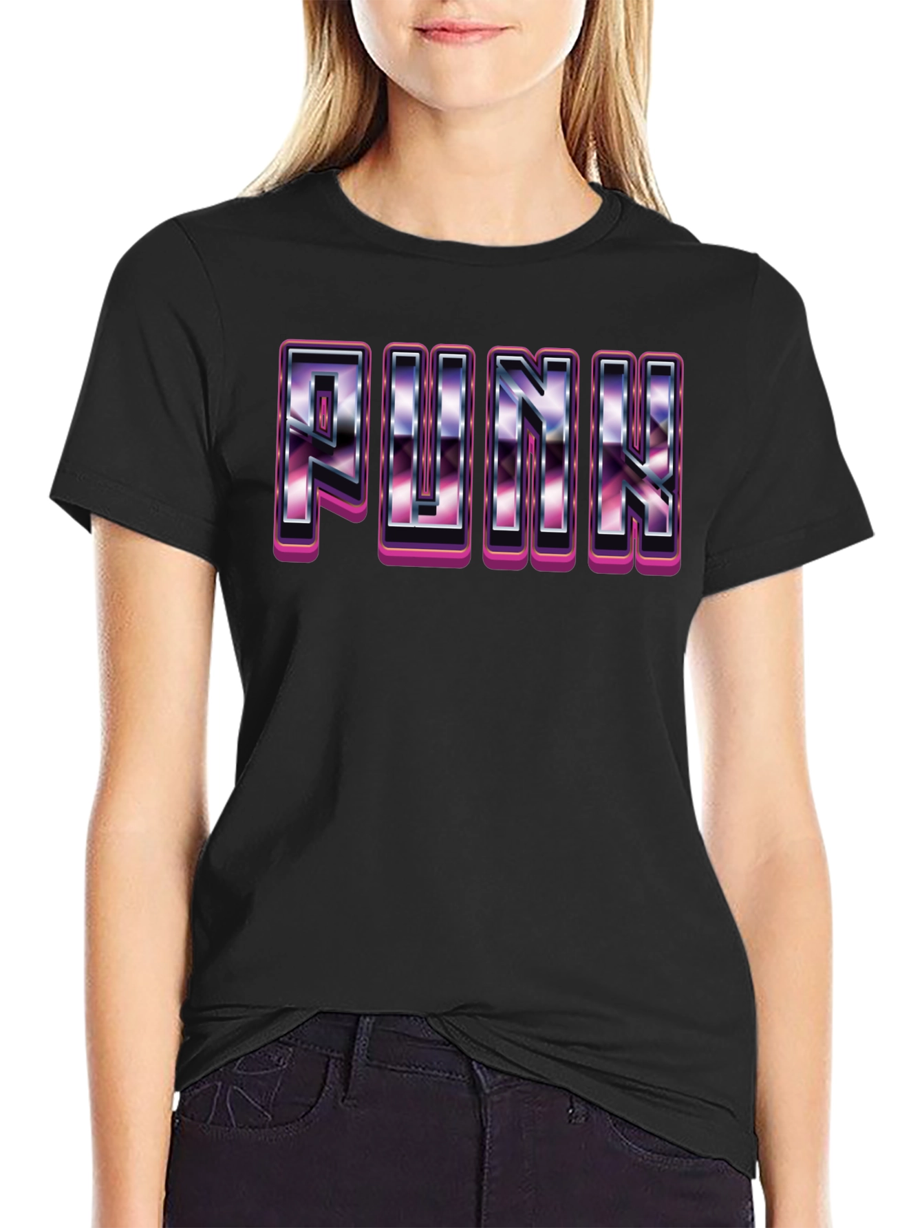 Retro Punk Graphic Tee - Black