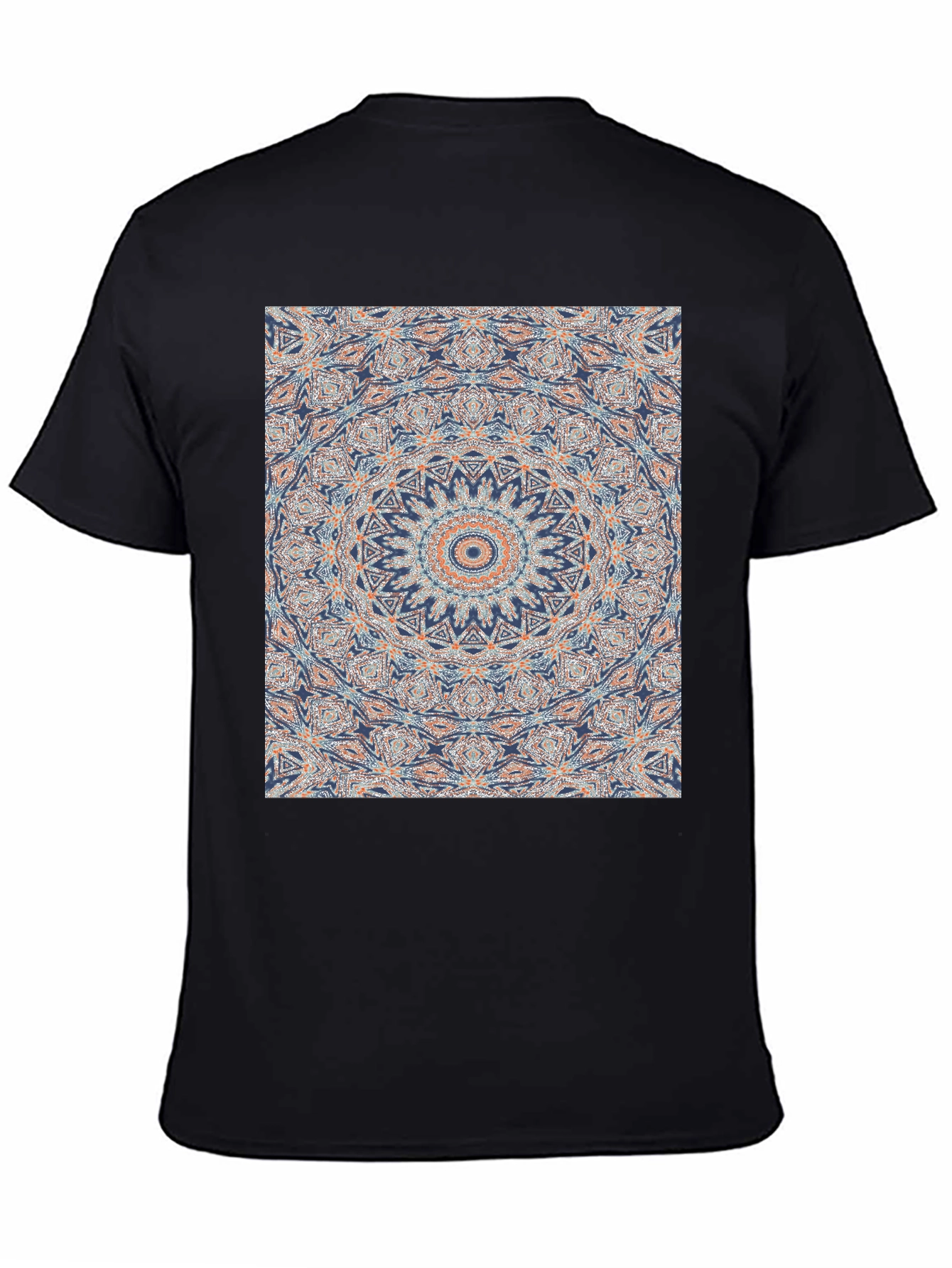 Mandala Print Black Crew Neck T-Shirt
