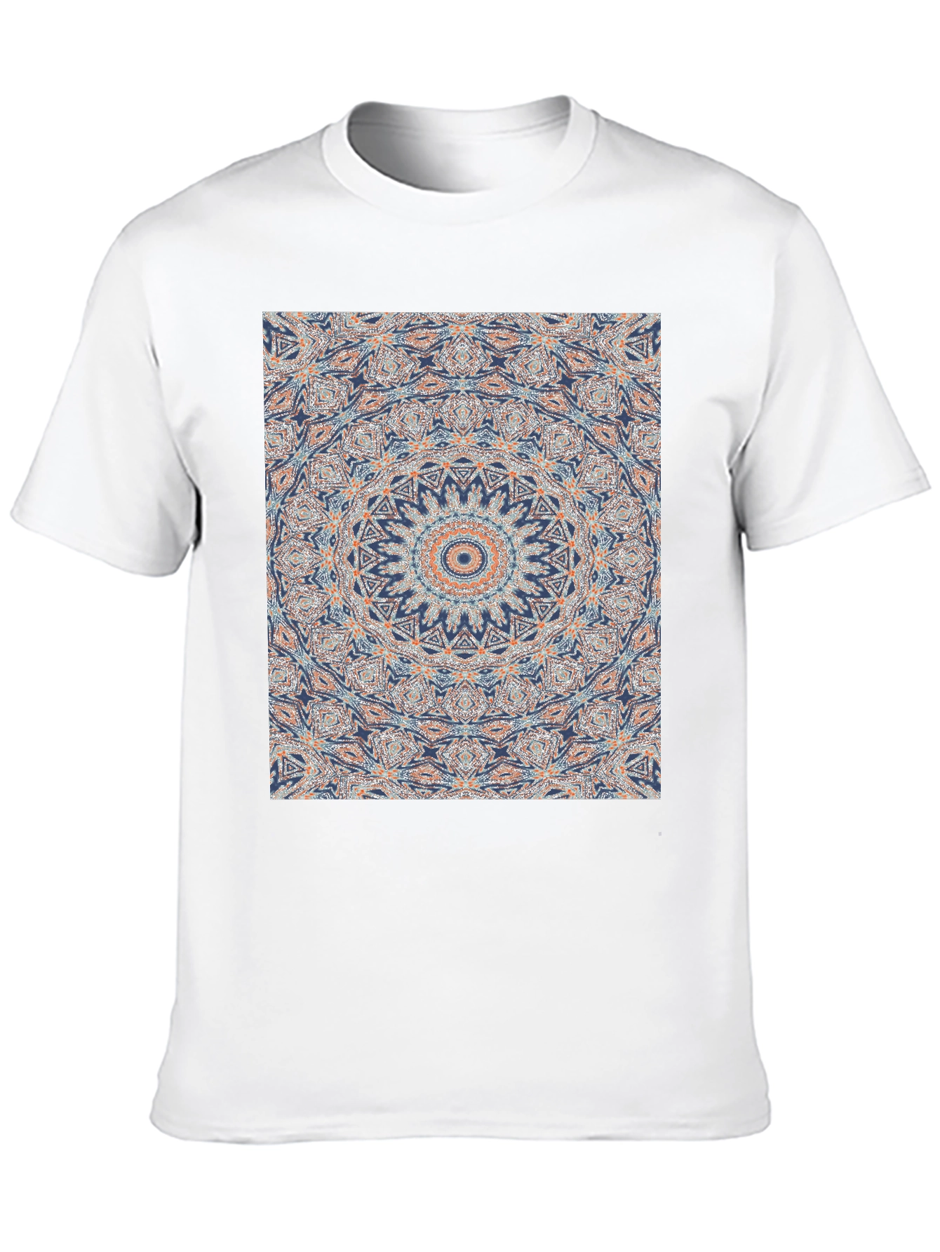 Mandala Print Black Crew Neck T-Shirt