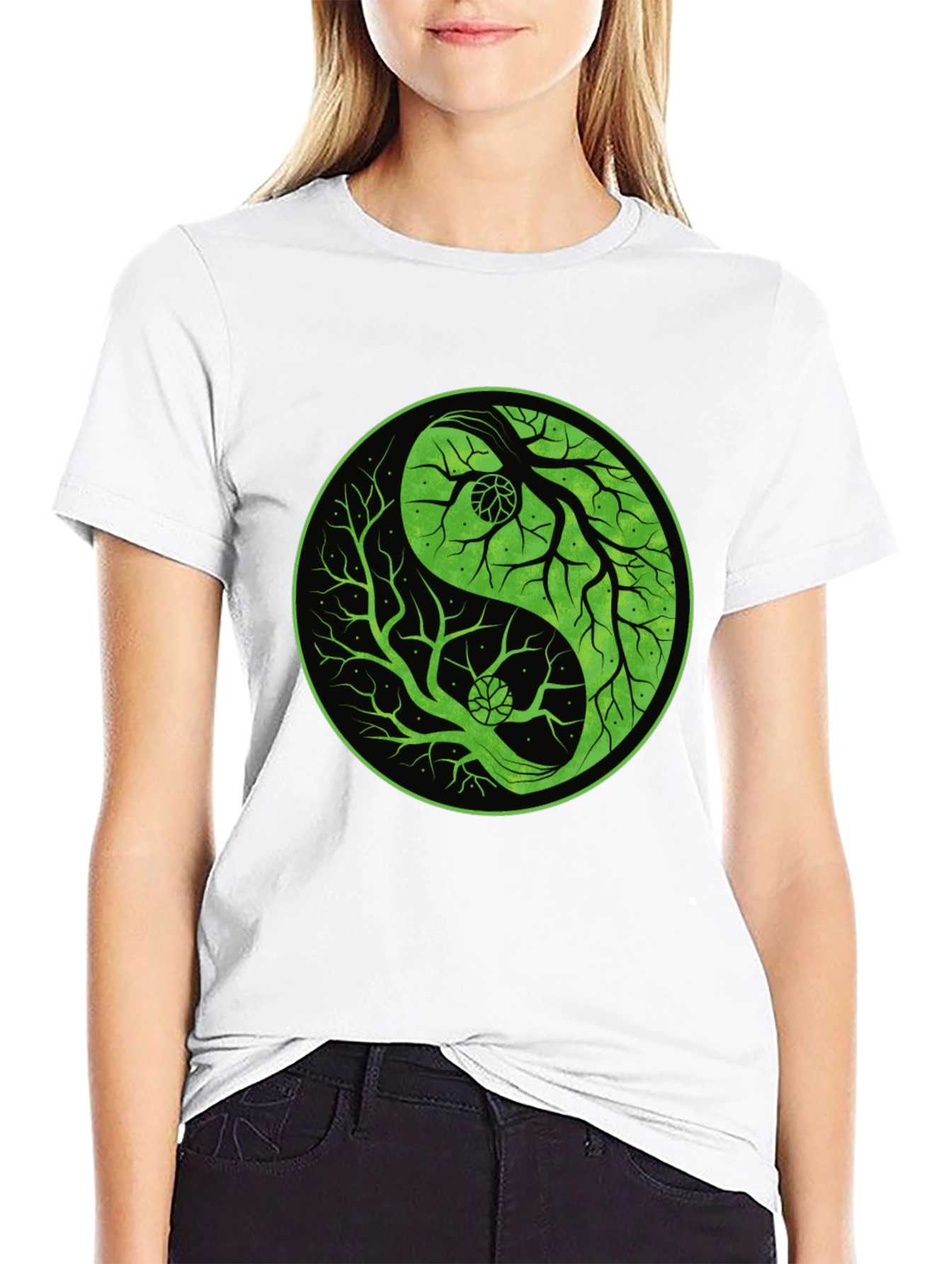 Yin Yang Tree Graphic Tee - Black