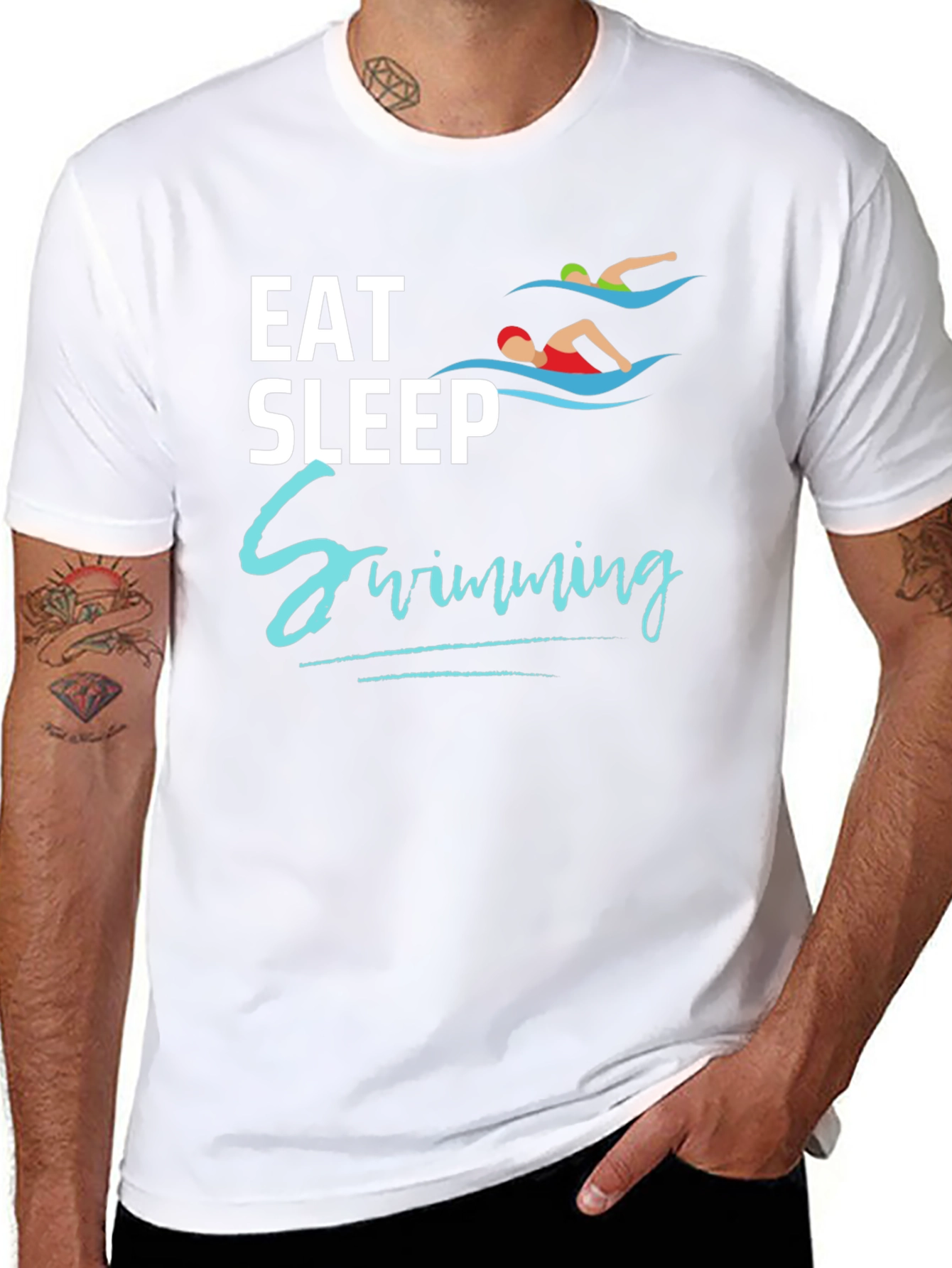 Eat Sleep Swimming Black T-Shirt