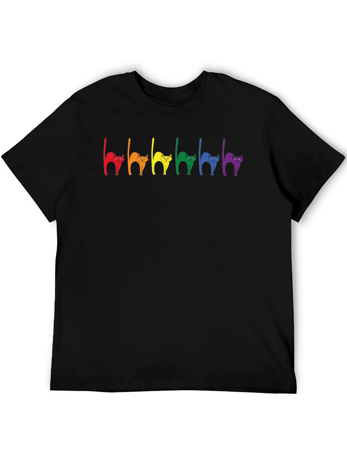 Rainbow Cat Pride T-Shirt - Black