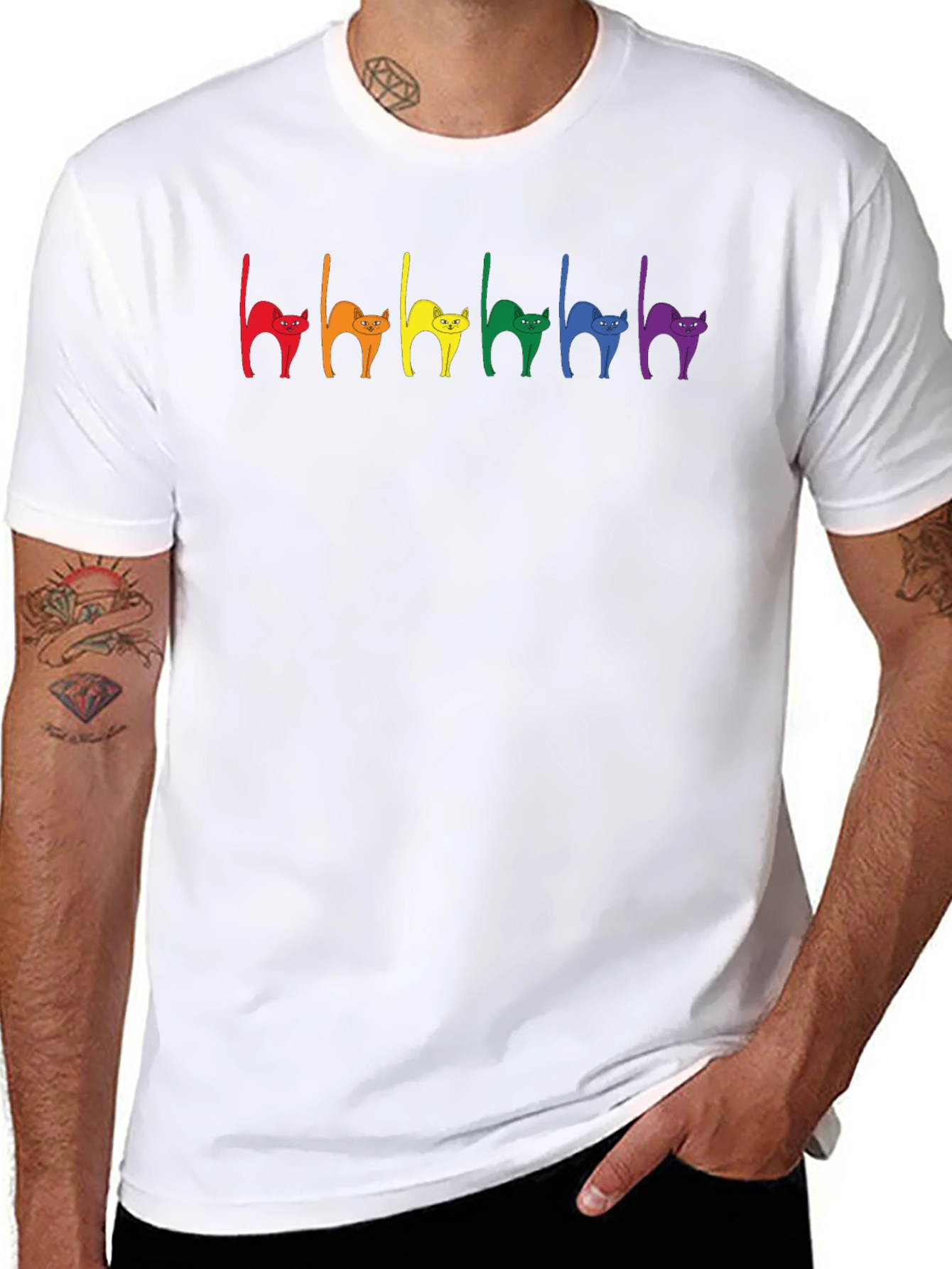 Rainbow Cat Pride T-Shirt - Black