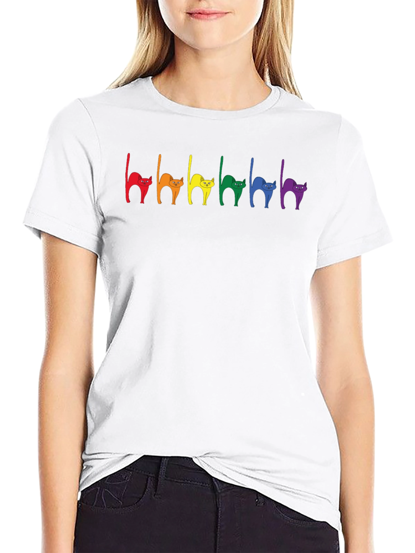 Rainbow Cat Pride T-Shirt - Black
