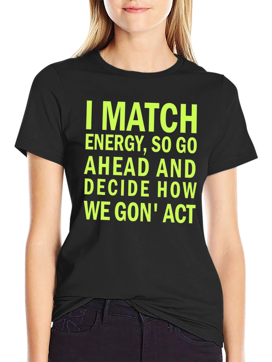 I MATCH ENERGY Graphic Tee - Black Cotton Blend T-Shirt