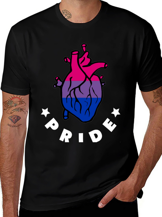 Bisexual Pride Heart Graphic T-Shirt