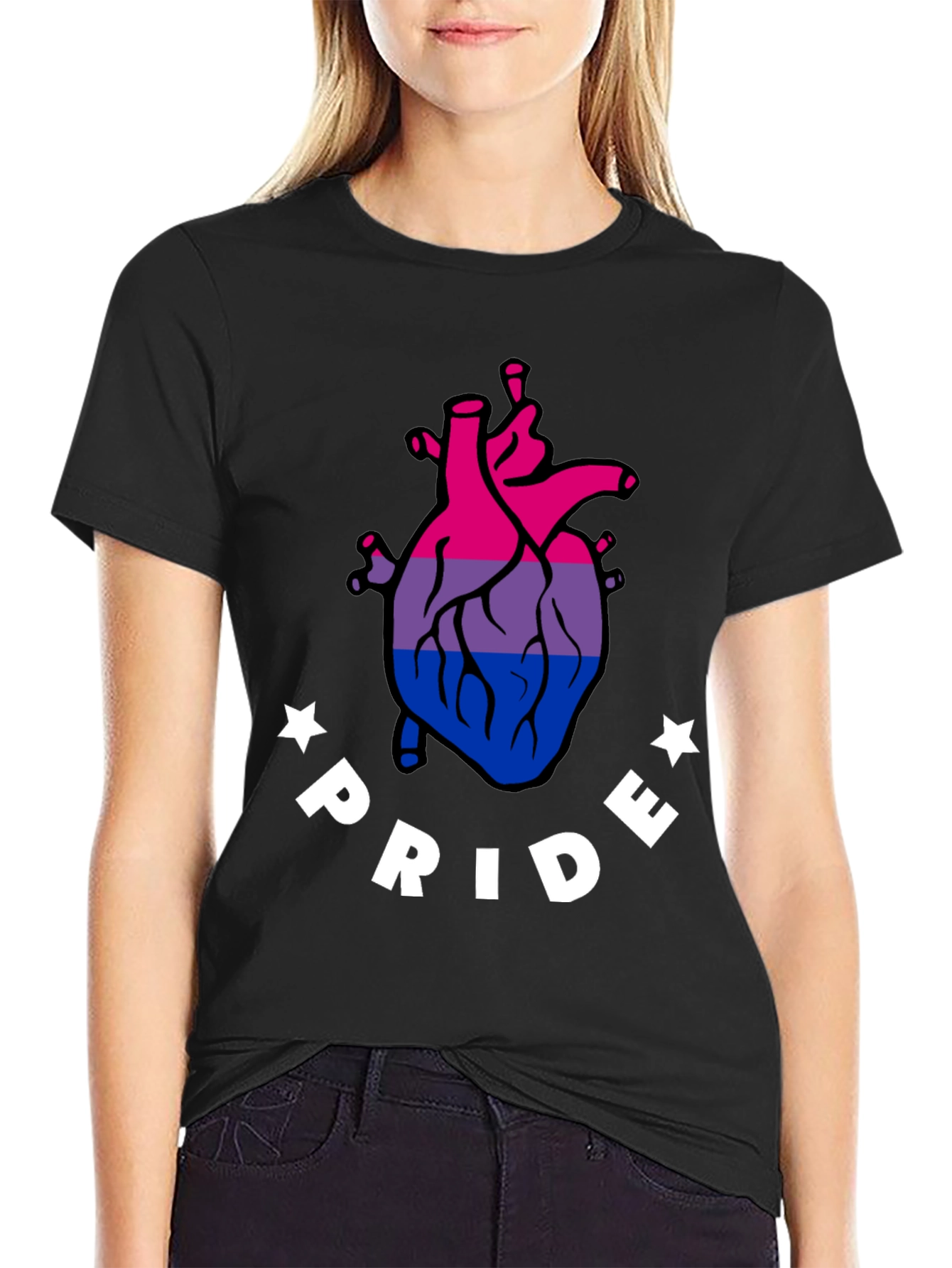 Bisexual Pride Heart Graphic T-Shirt
