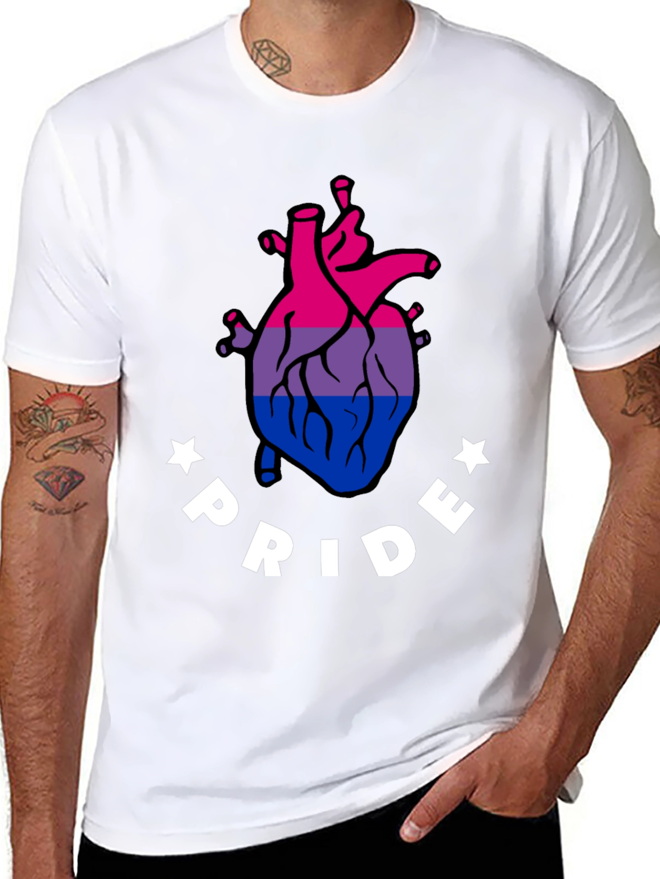 Bisexual Pride Heart Graphic T-Shirt