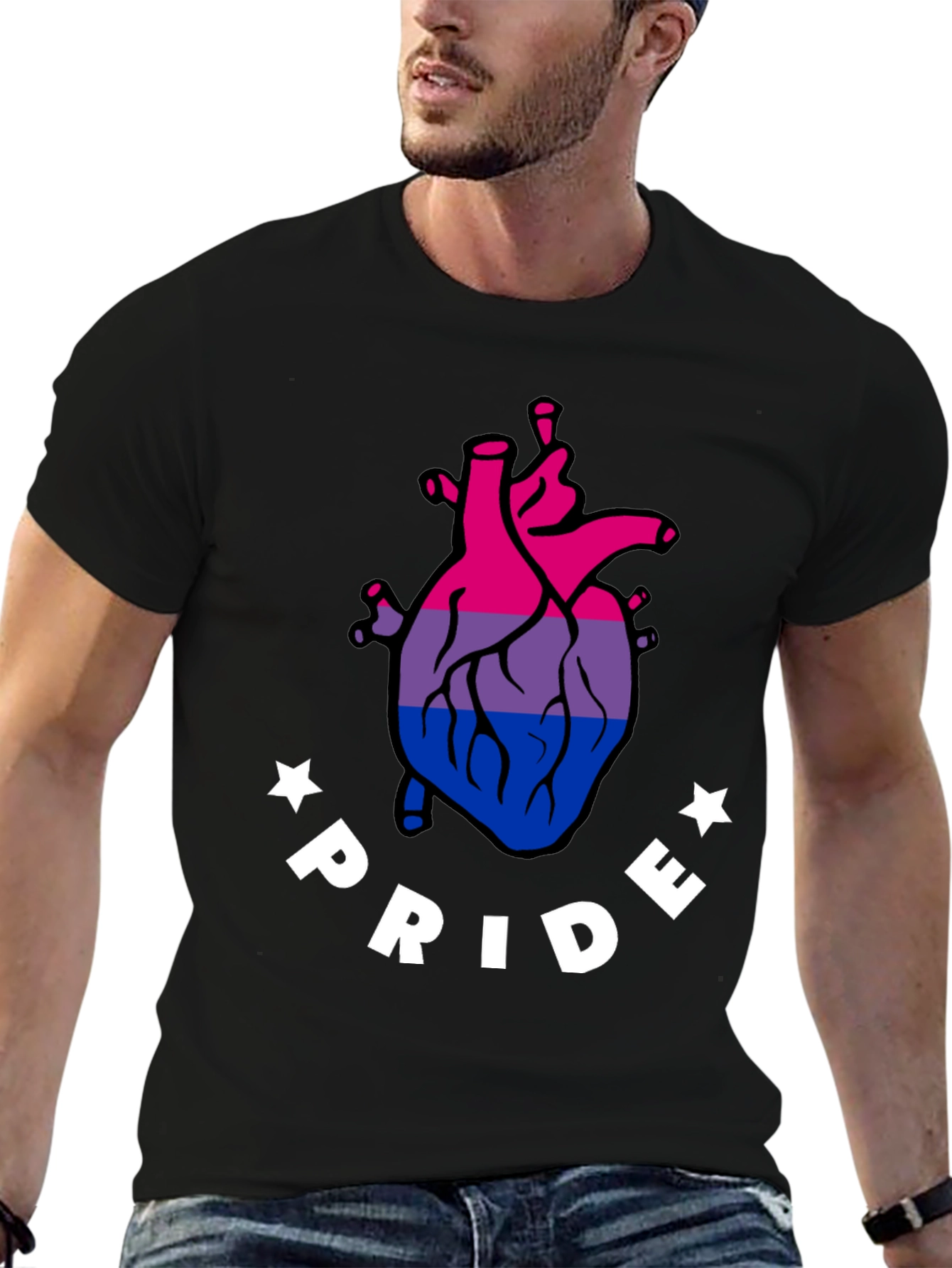 Bisexual Pride Heart Graphic T-Shirt
