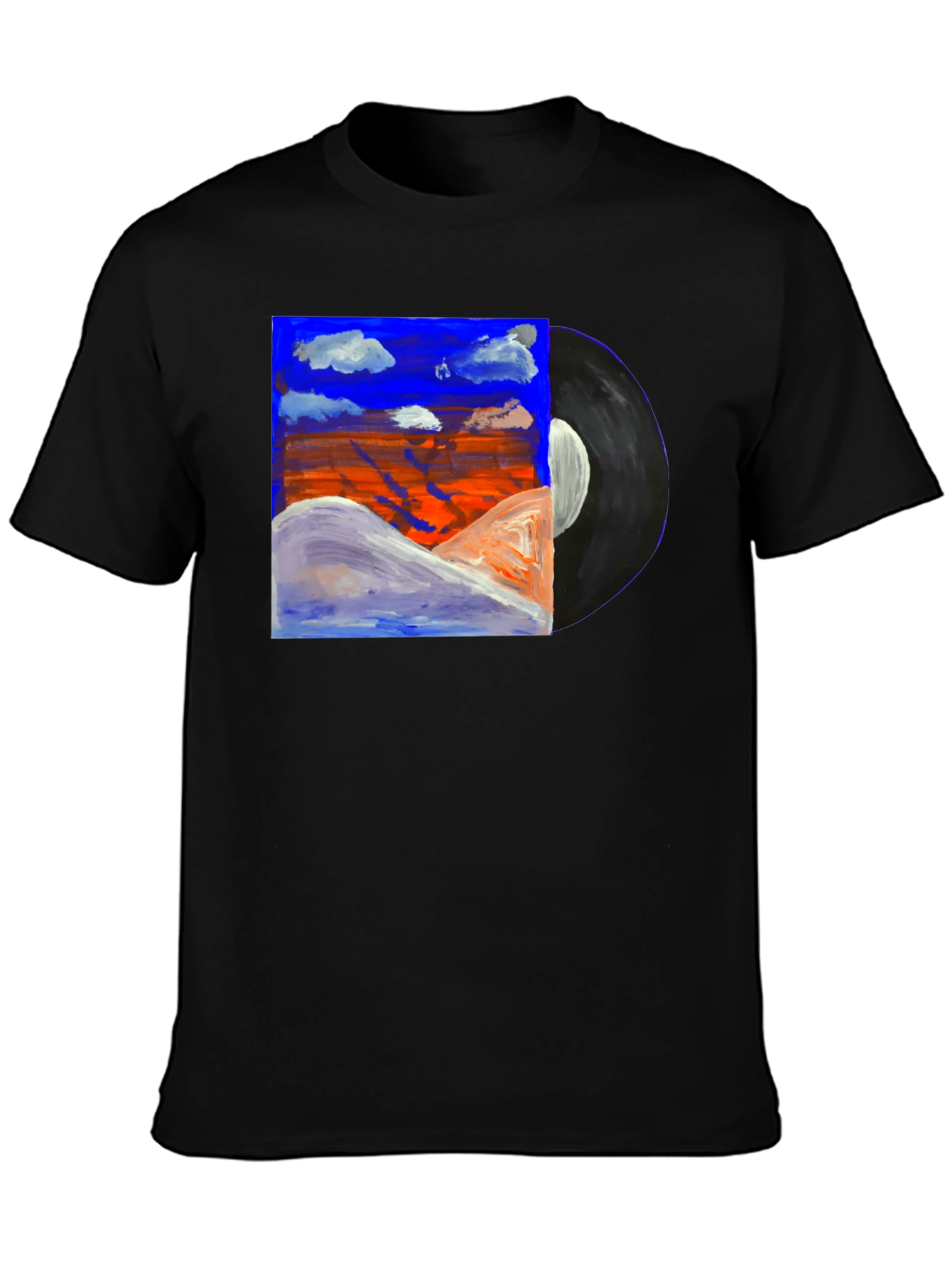 Abstract Art Vinyl Record Black T-Shirt