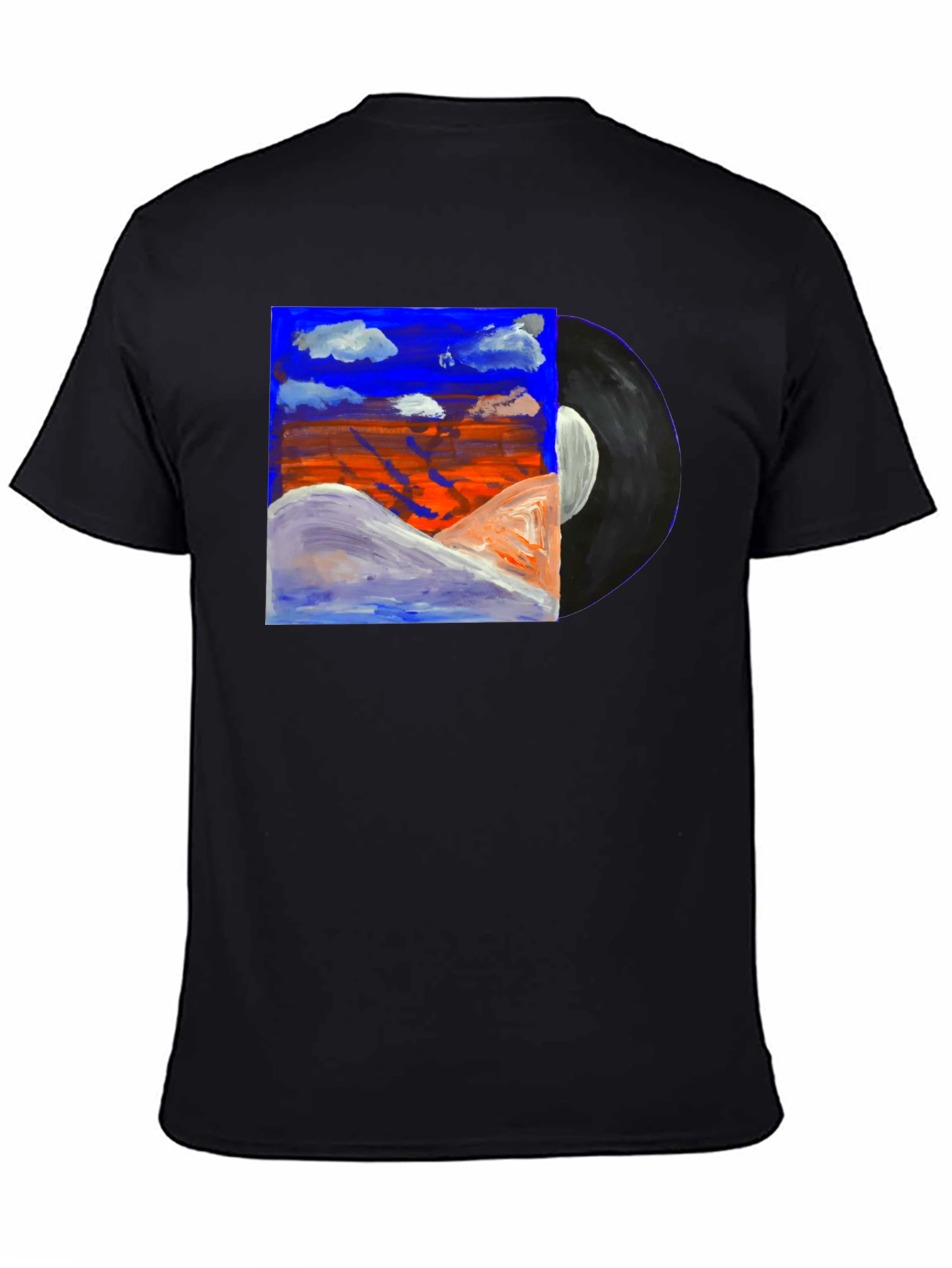 Abstract Art Vinyl Record Black T-Shirt
