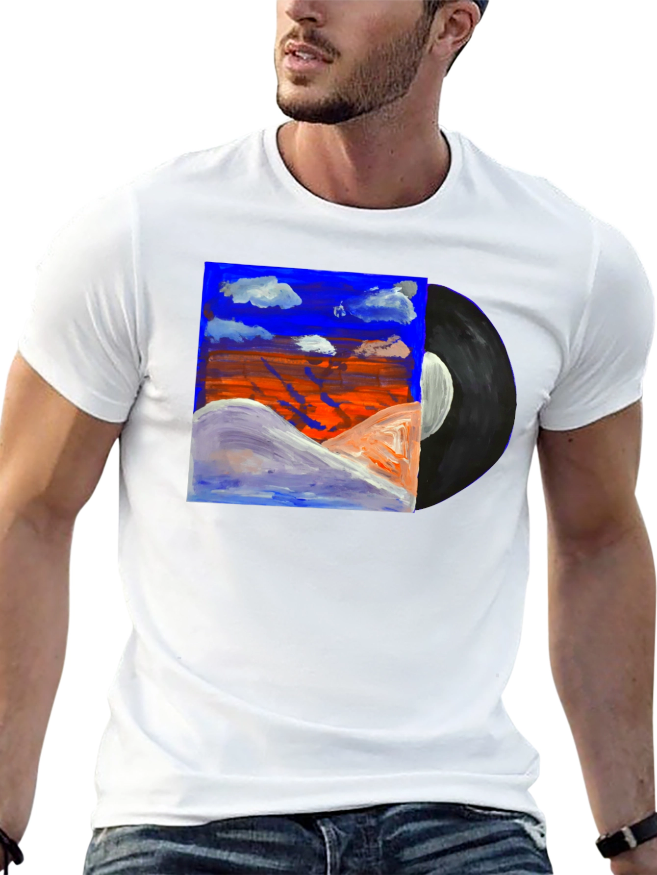 Abstract Art Vinyl Record Black T-Shirt