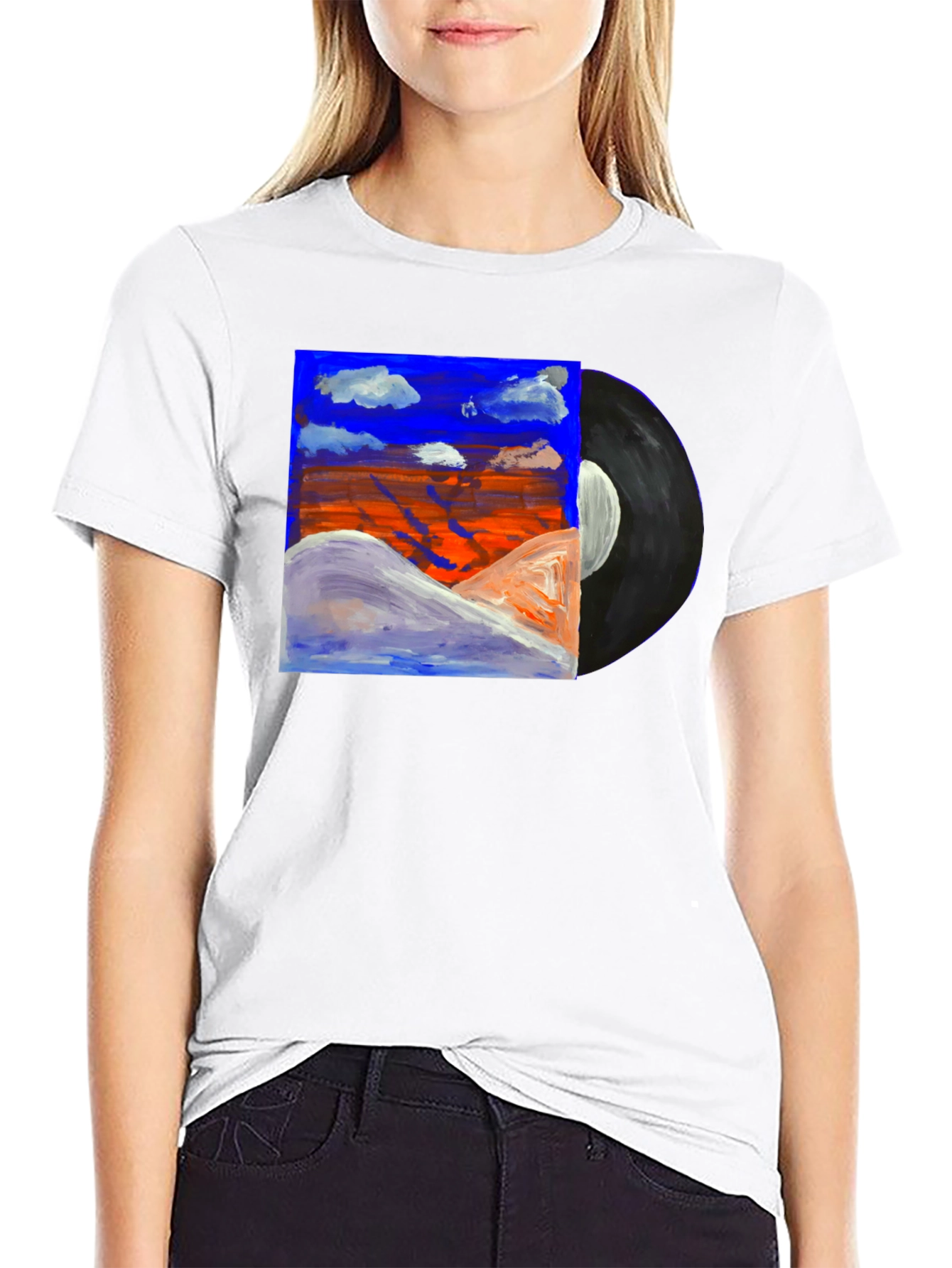 Abstract Art Vinyl Record Black T-Shirt