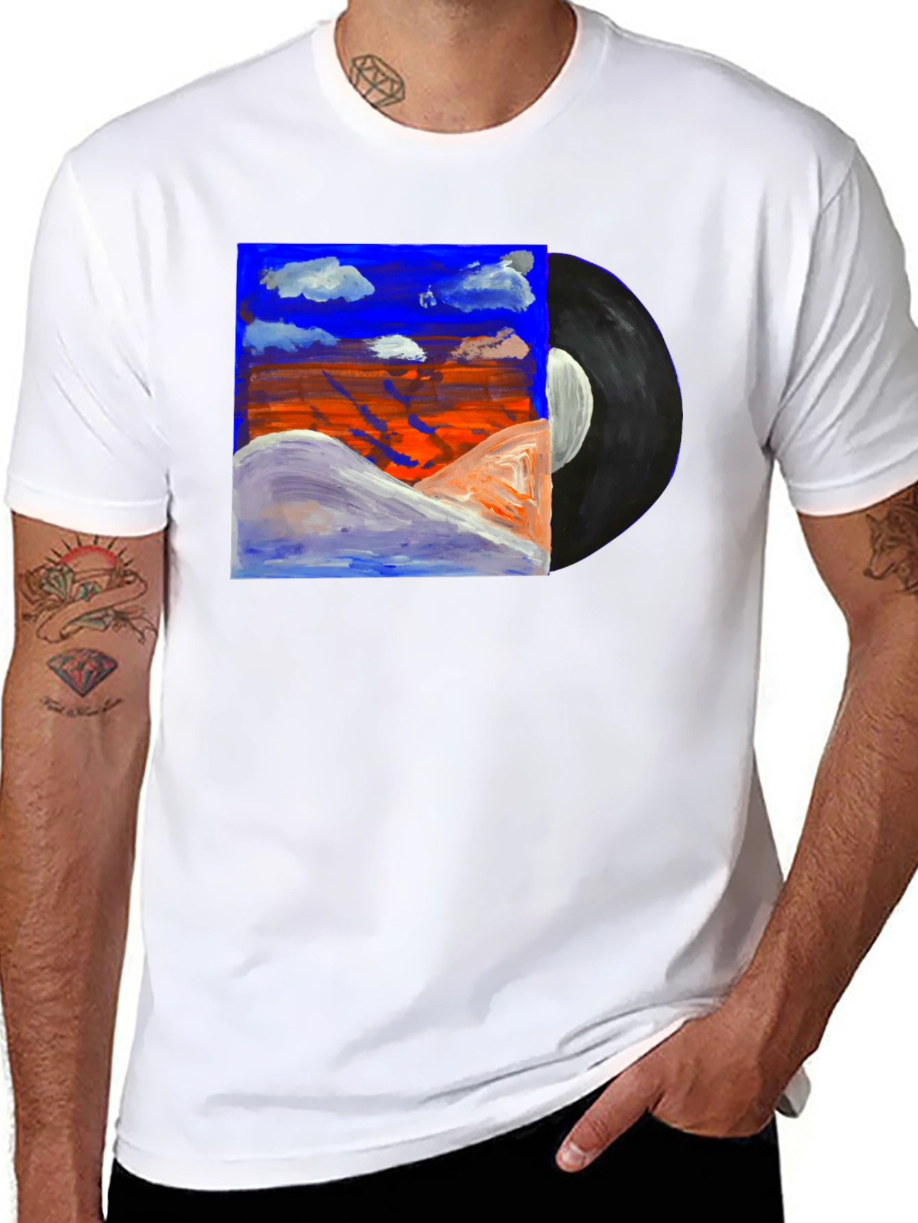 Abstract Art Vinyl Record Black T-Shirt