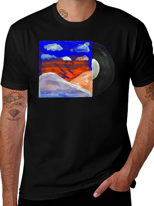 Abstract Art Vinyl Record Black T-Shirt