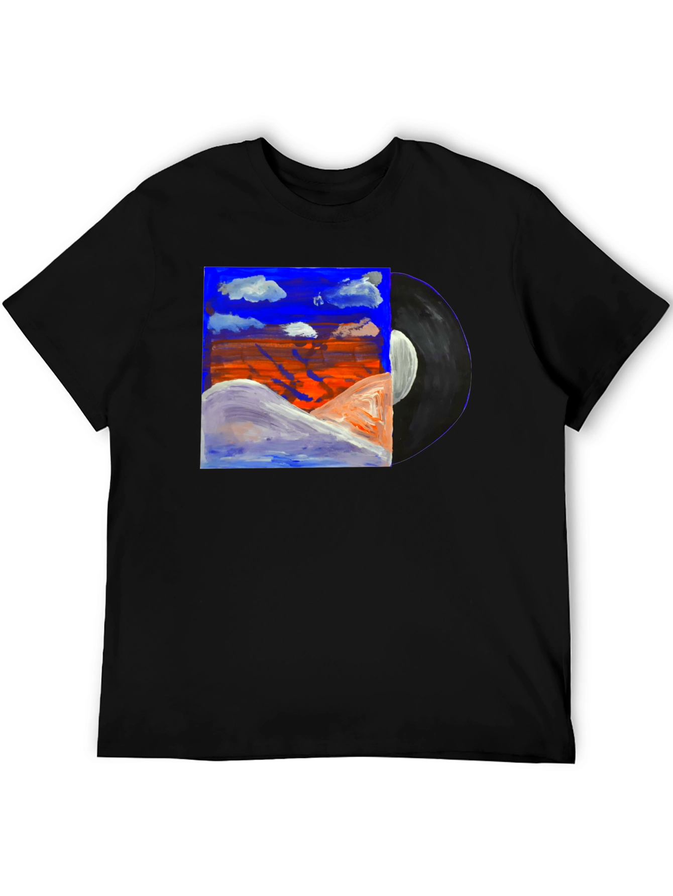 Abstract Art Vinyl Record Black T-Shirt