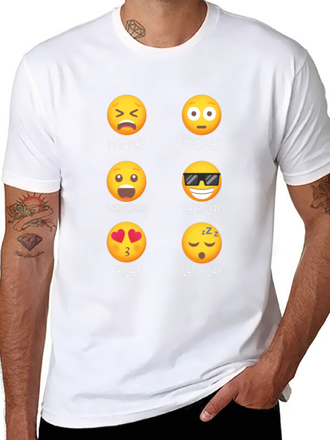 Emoji Days of the Week Black T-Shirt