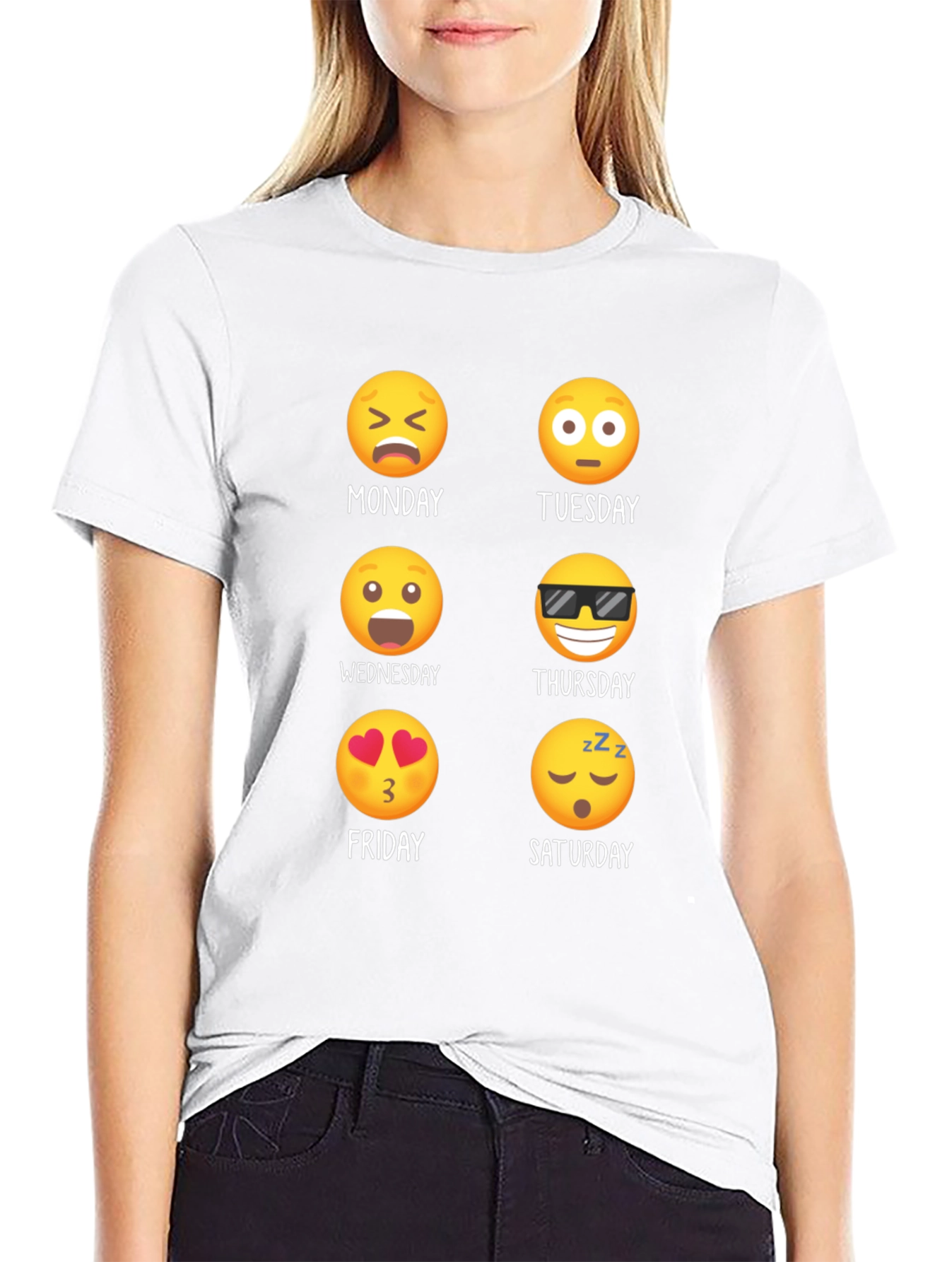 Emoji Days of the Week Black T-Shirt