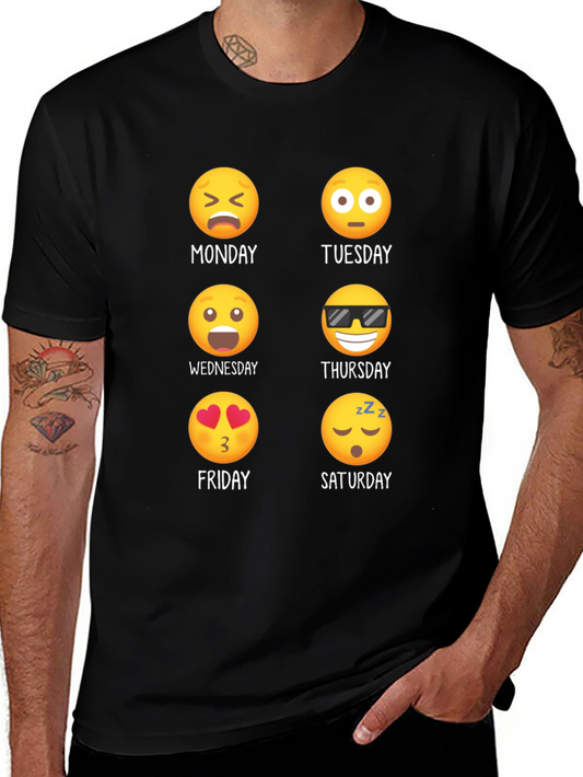 Emoji Days of the Week Black T-Shirt