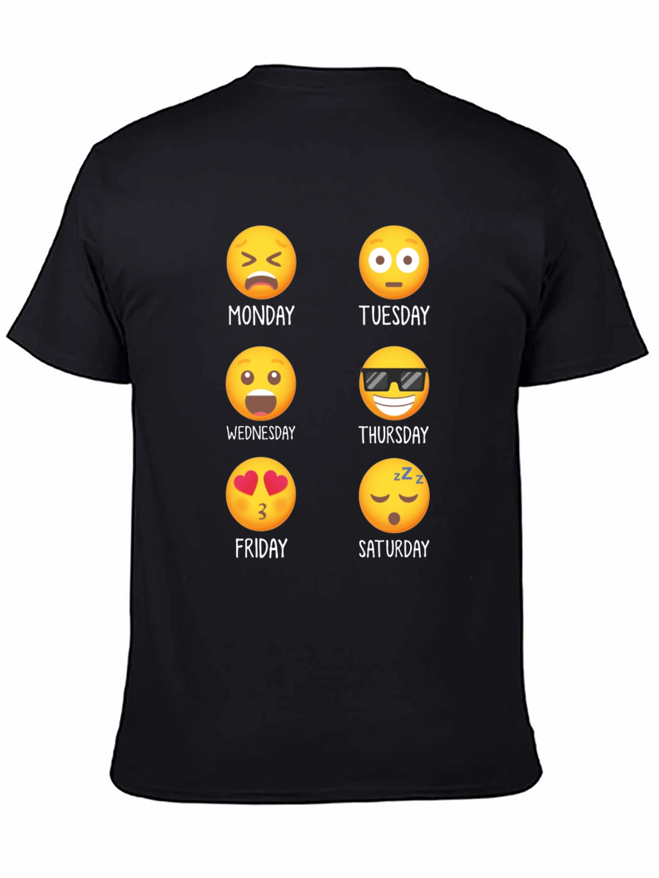 Emoji Days of the Week Black T-Shirt