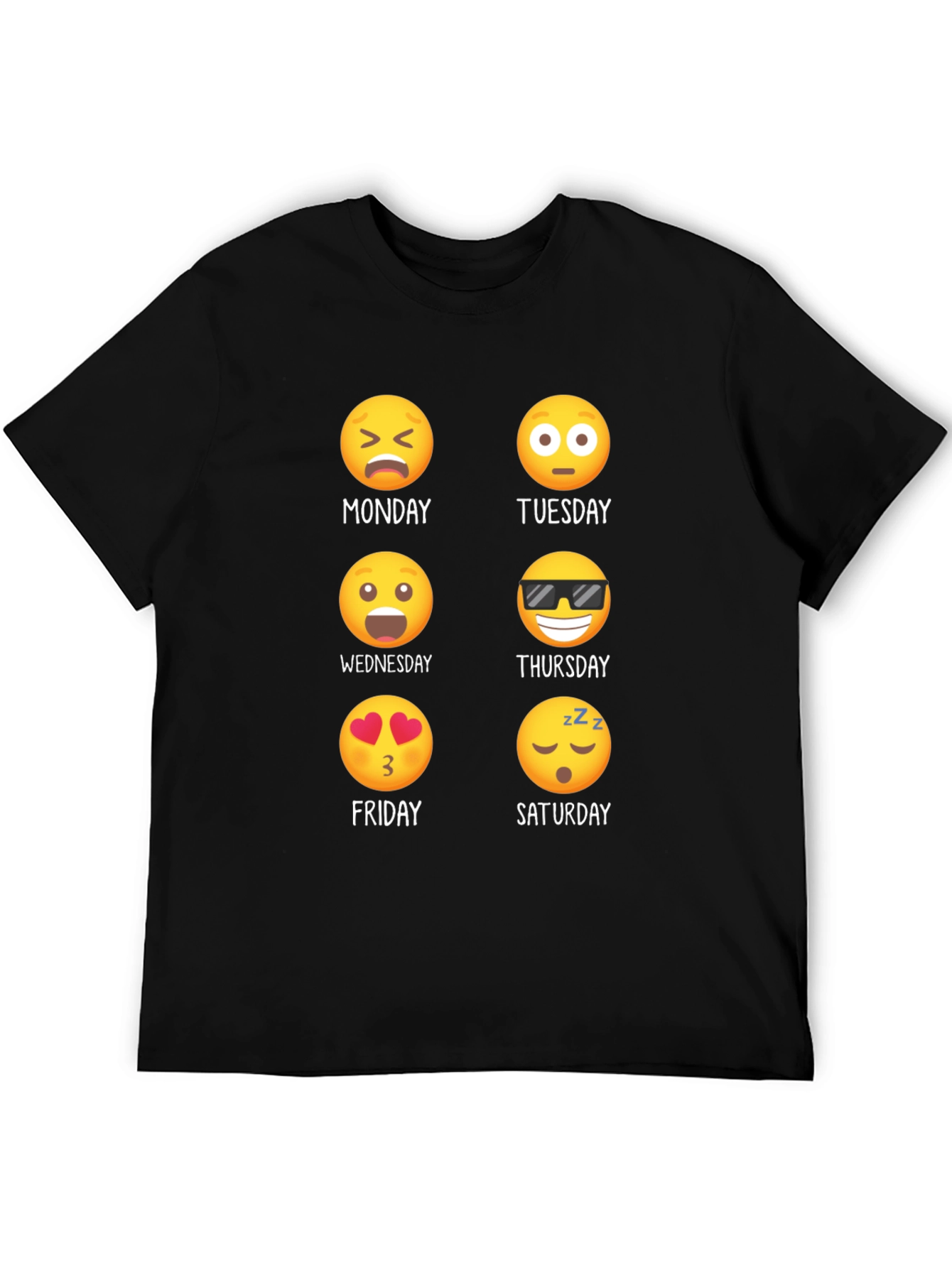 Emoji Days of the Week Black T-Shirt