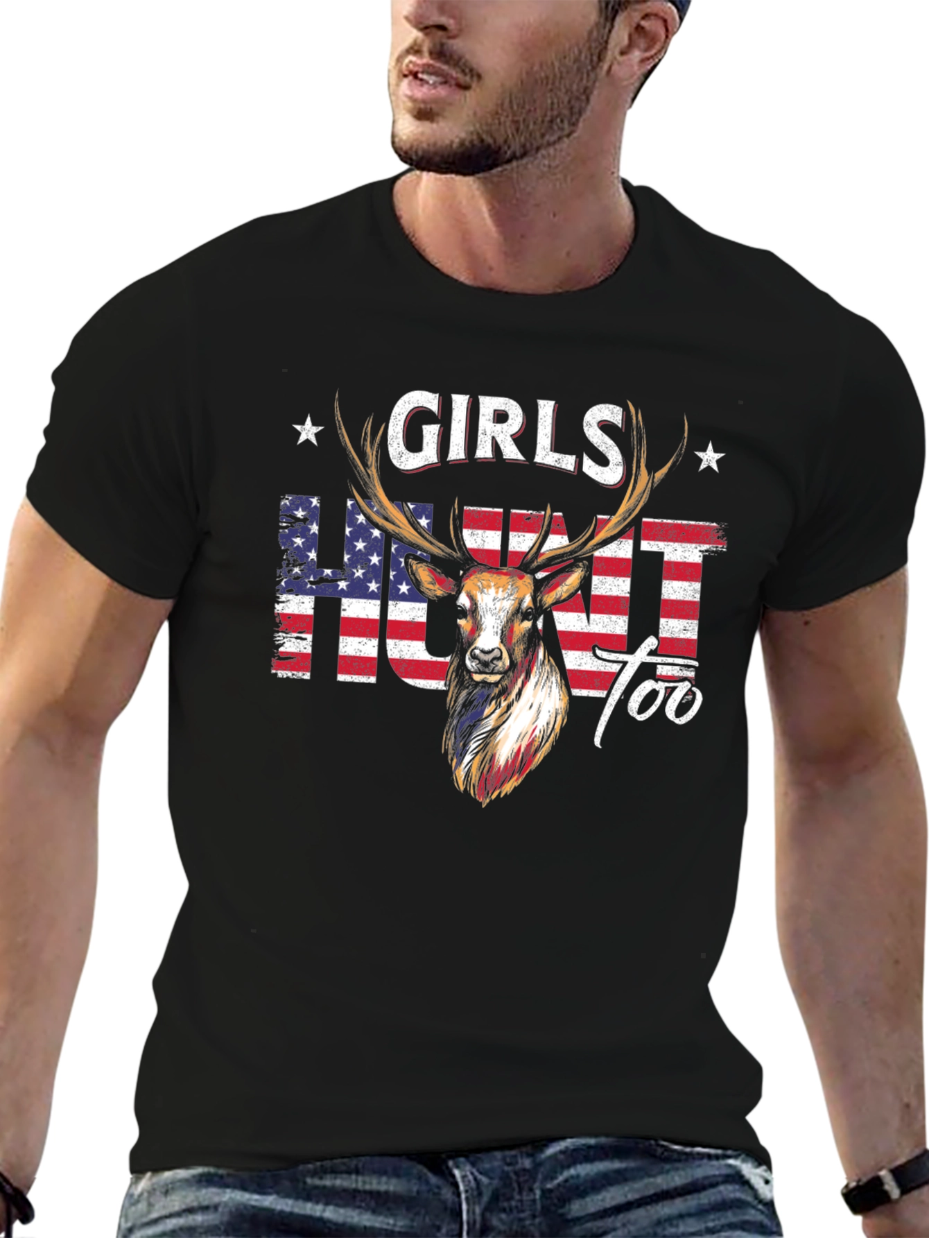 Girls Hunt Too Deer Graphic T-Shirt