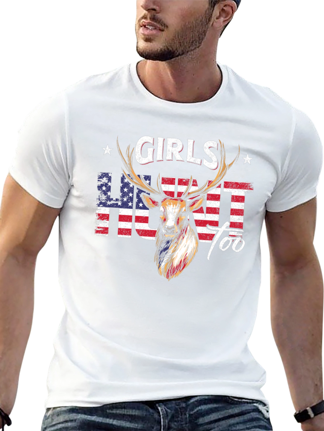 Girls Hunt Too Deer Graphic T-Shirt