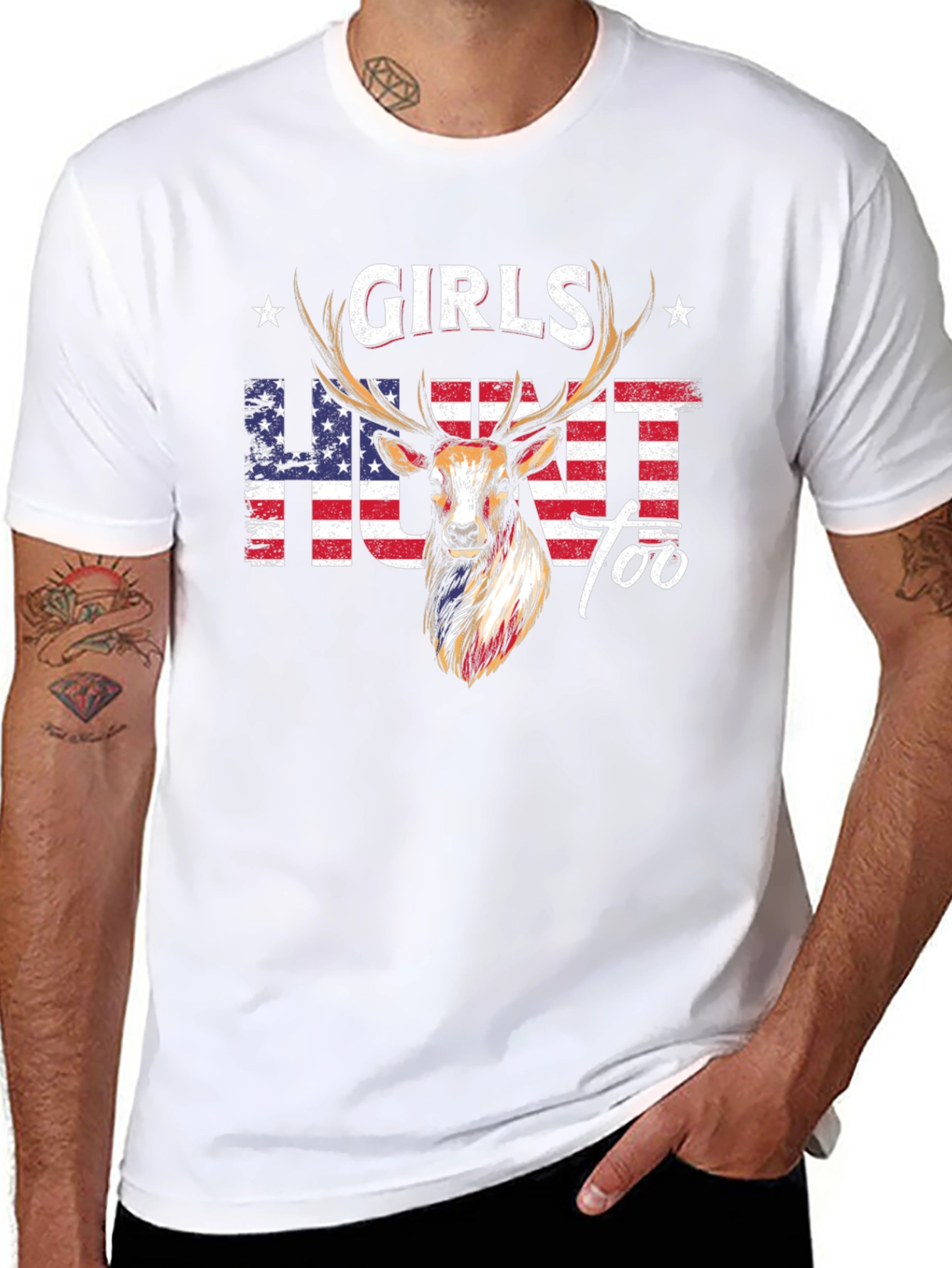 Girls Hunt Too Deer Graphic T-Shirt