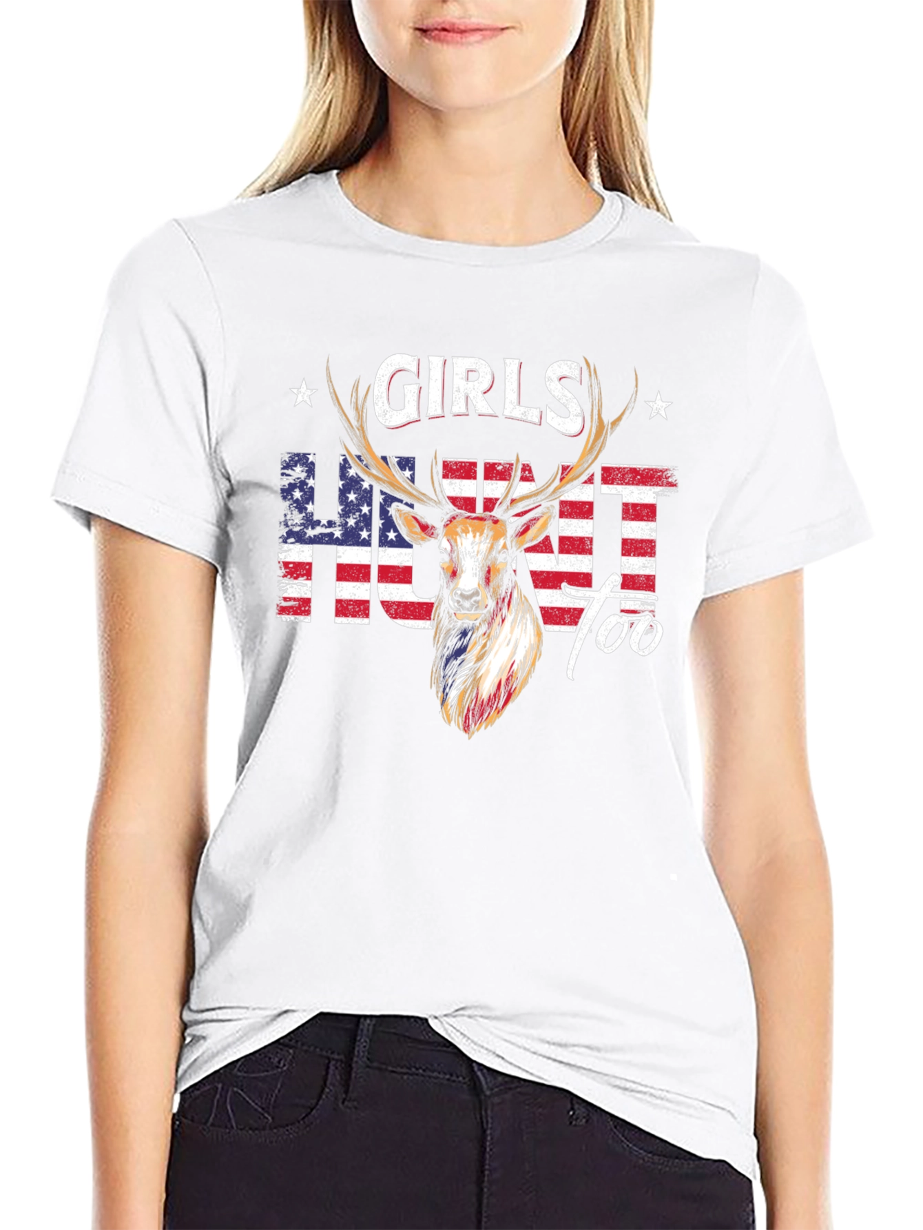 Girls Hunt Too Deer Graphic T-Shirt