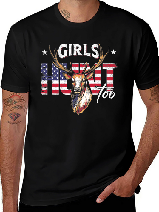 Girls Hunt Too Deer Graphic T-Shirt