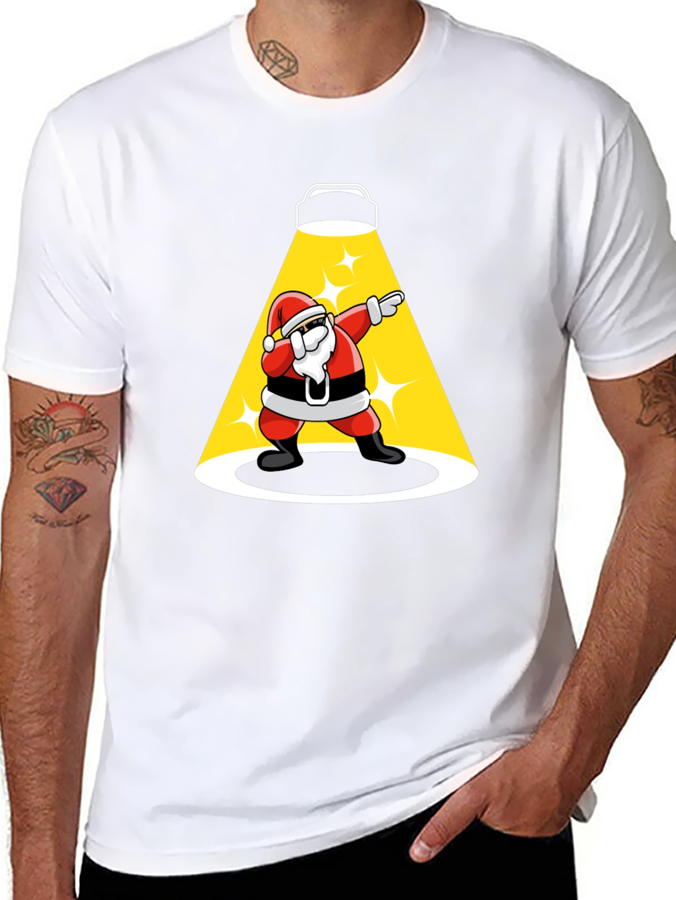 Santa Dabbing Spotlight Graphic T-Shirt