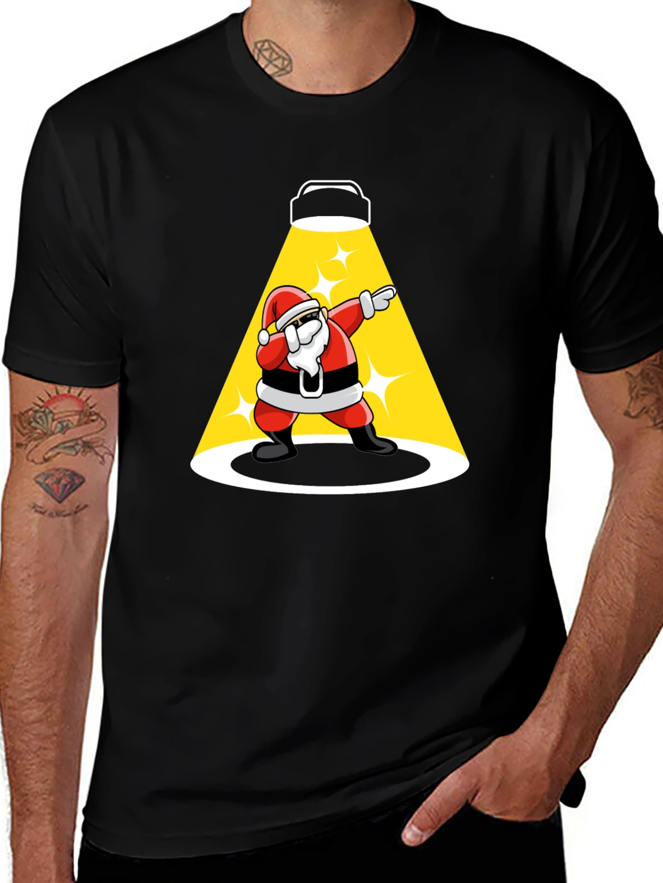 Santa Dabbing Spotlight Graphic T-Shirt