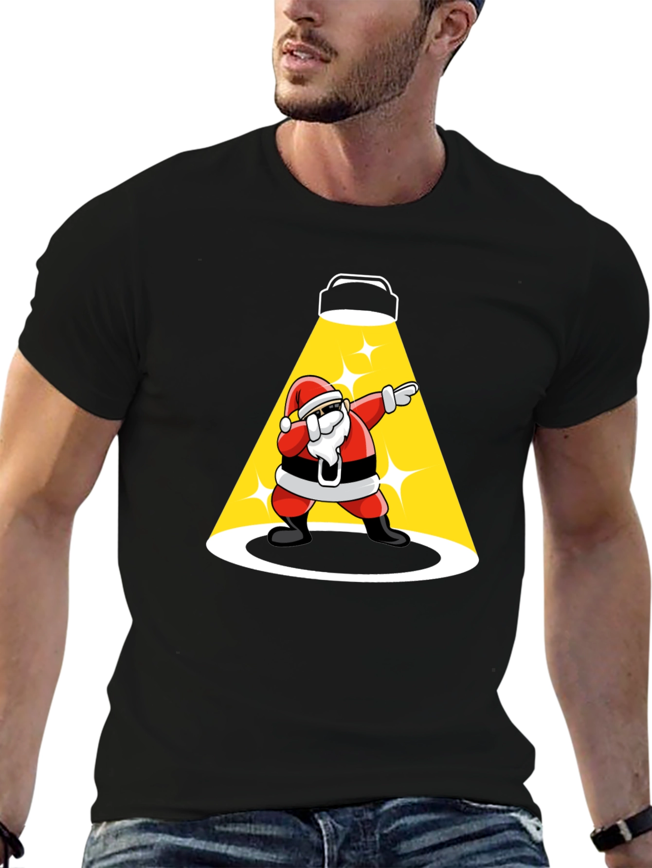 Santa Dabbing Spotlight Graphic T-Shirt
