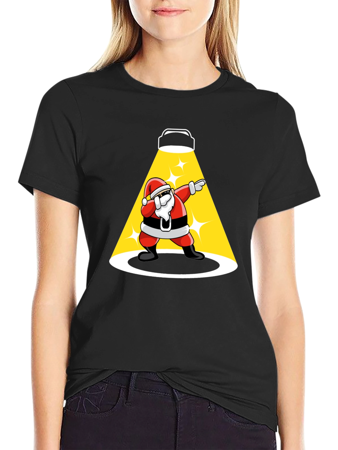 Santa Dabbing Spotlight Graphic T-Shirt