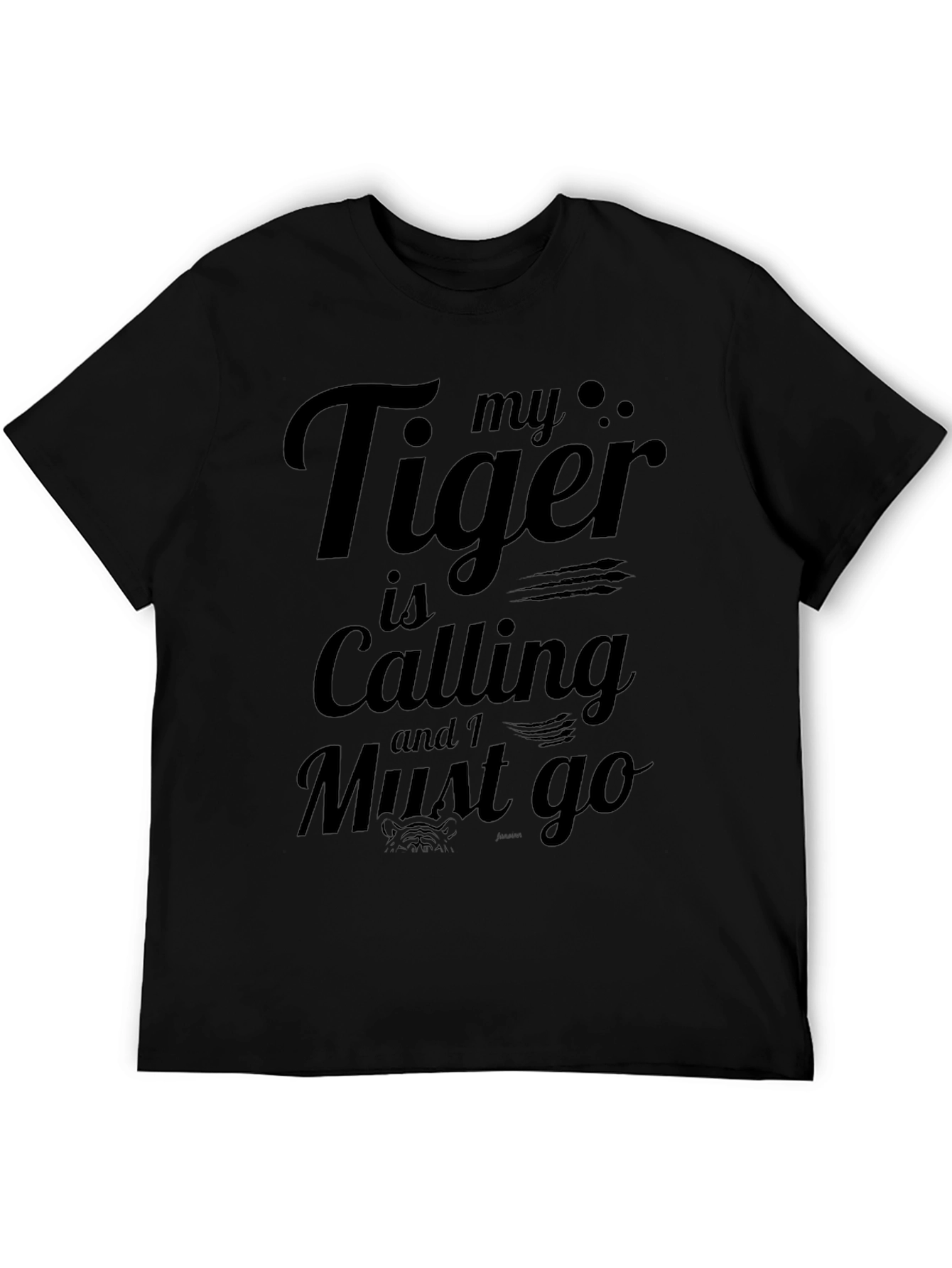 My Tiger is Calling Black Graphic T-Shirt