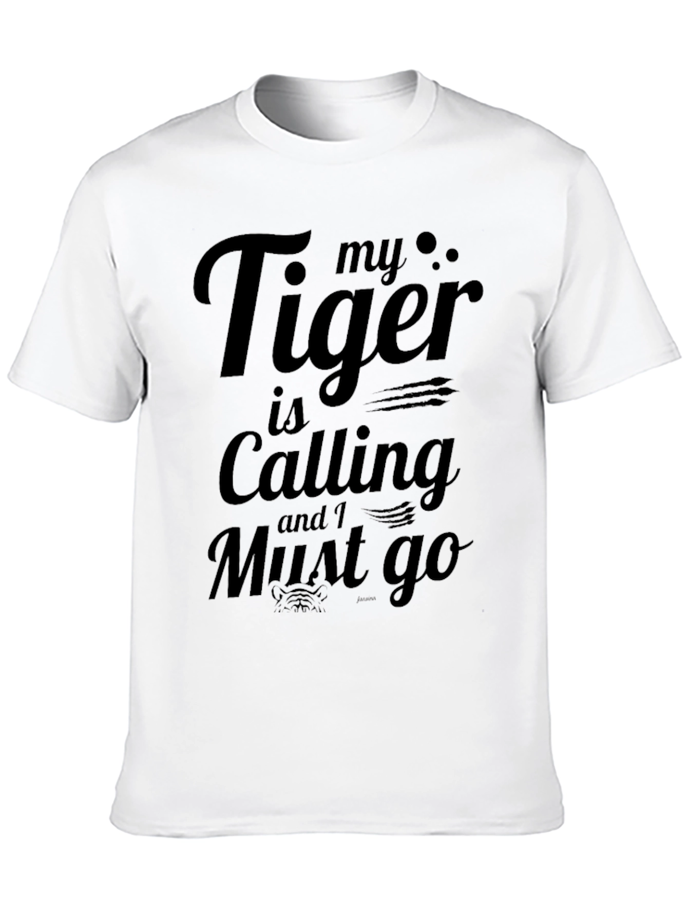 My Tiger is Calling Black Graphic T-Shirt