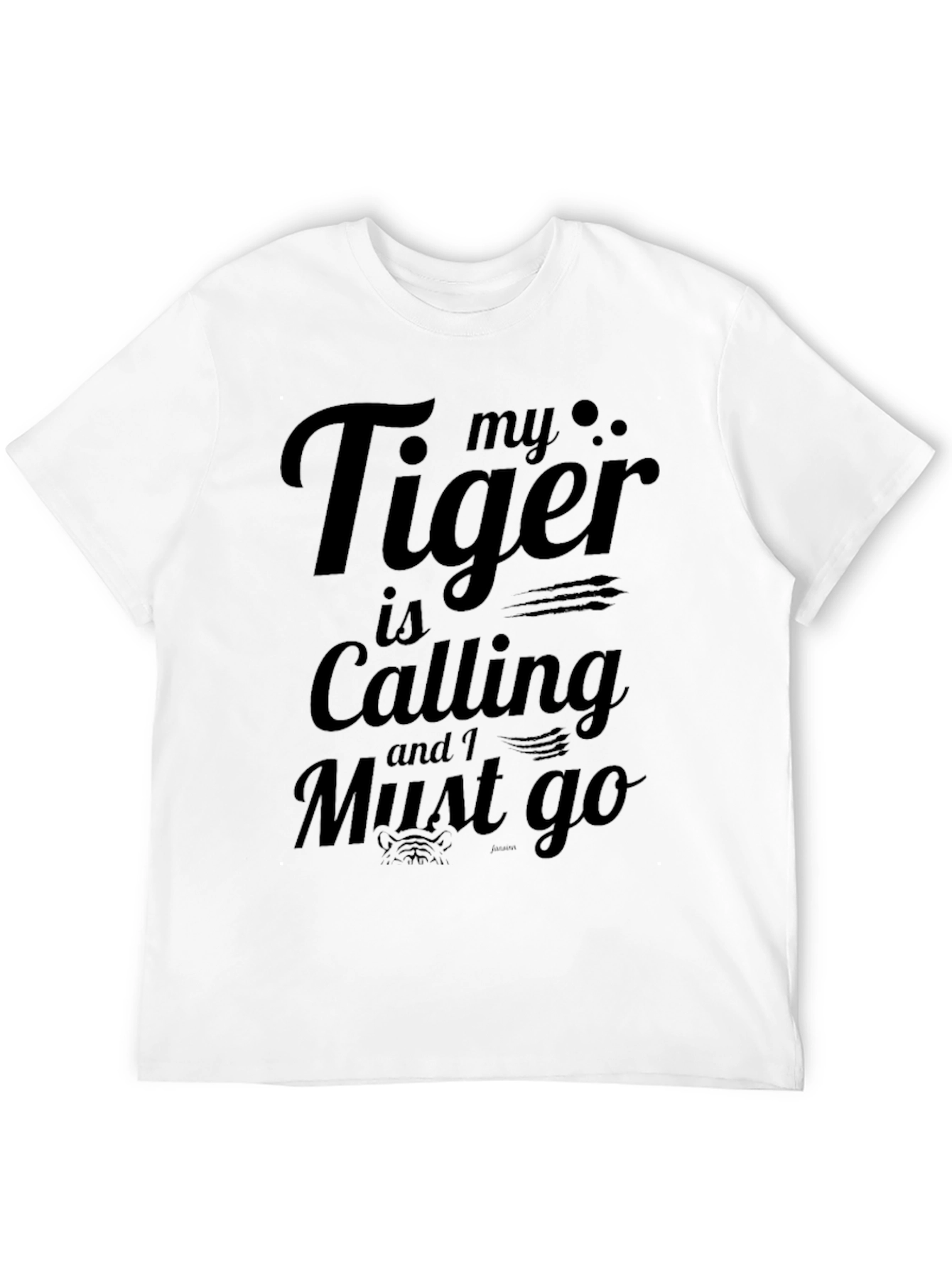 My Tiger is Calling Black Graphic T-Shirt
