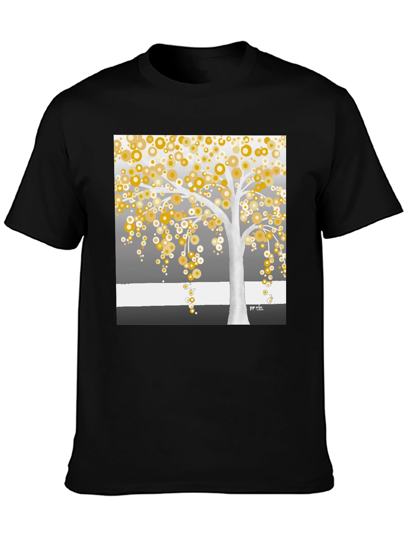 Golden Circle Tree Graphic Tee - Modern Art Shirt