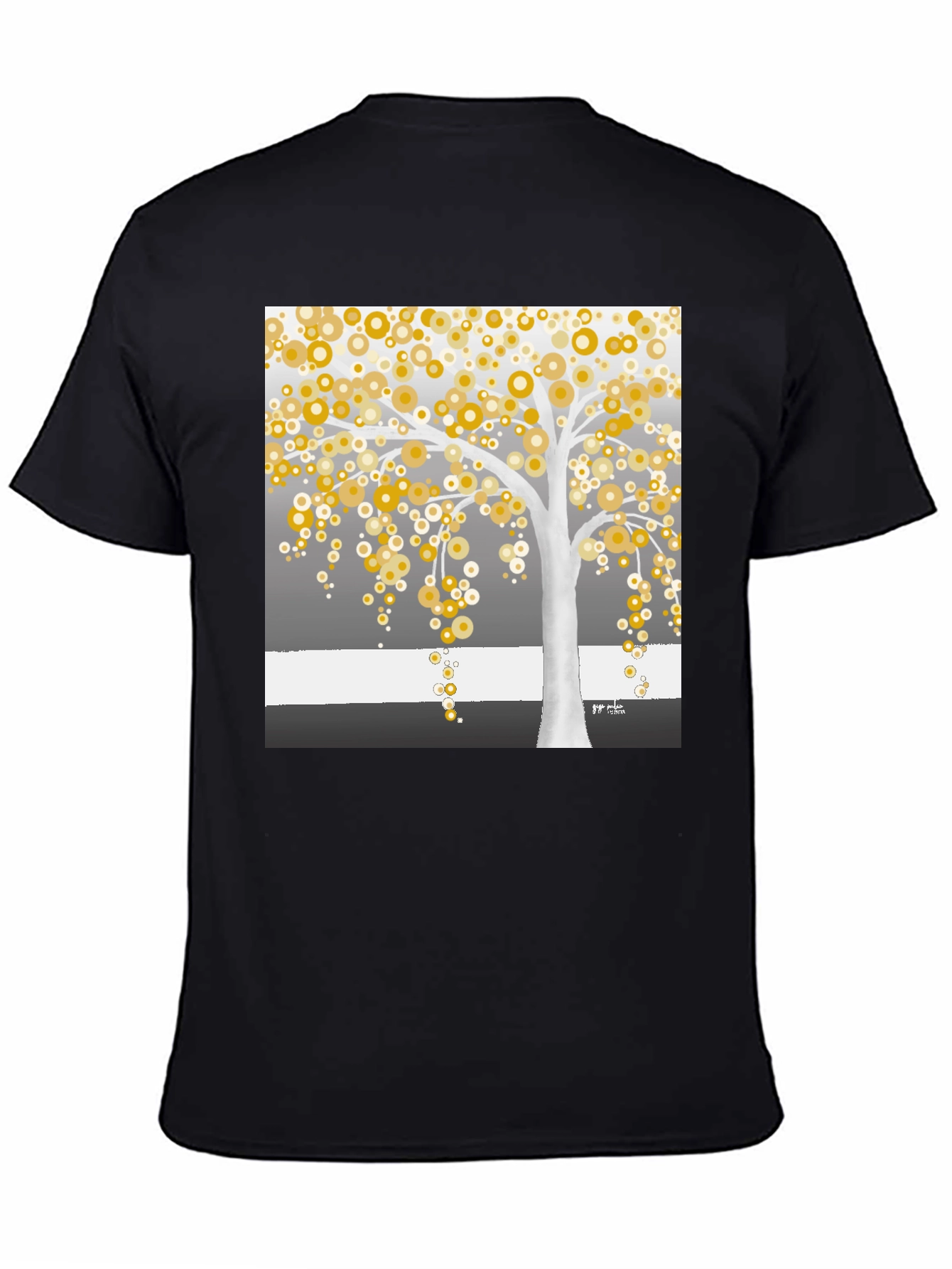 Golden Circle Tree Graphic Tee - Modern Art Shirt