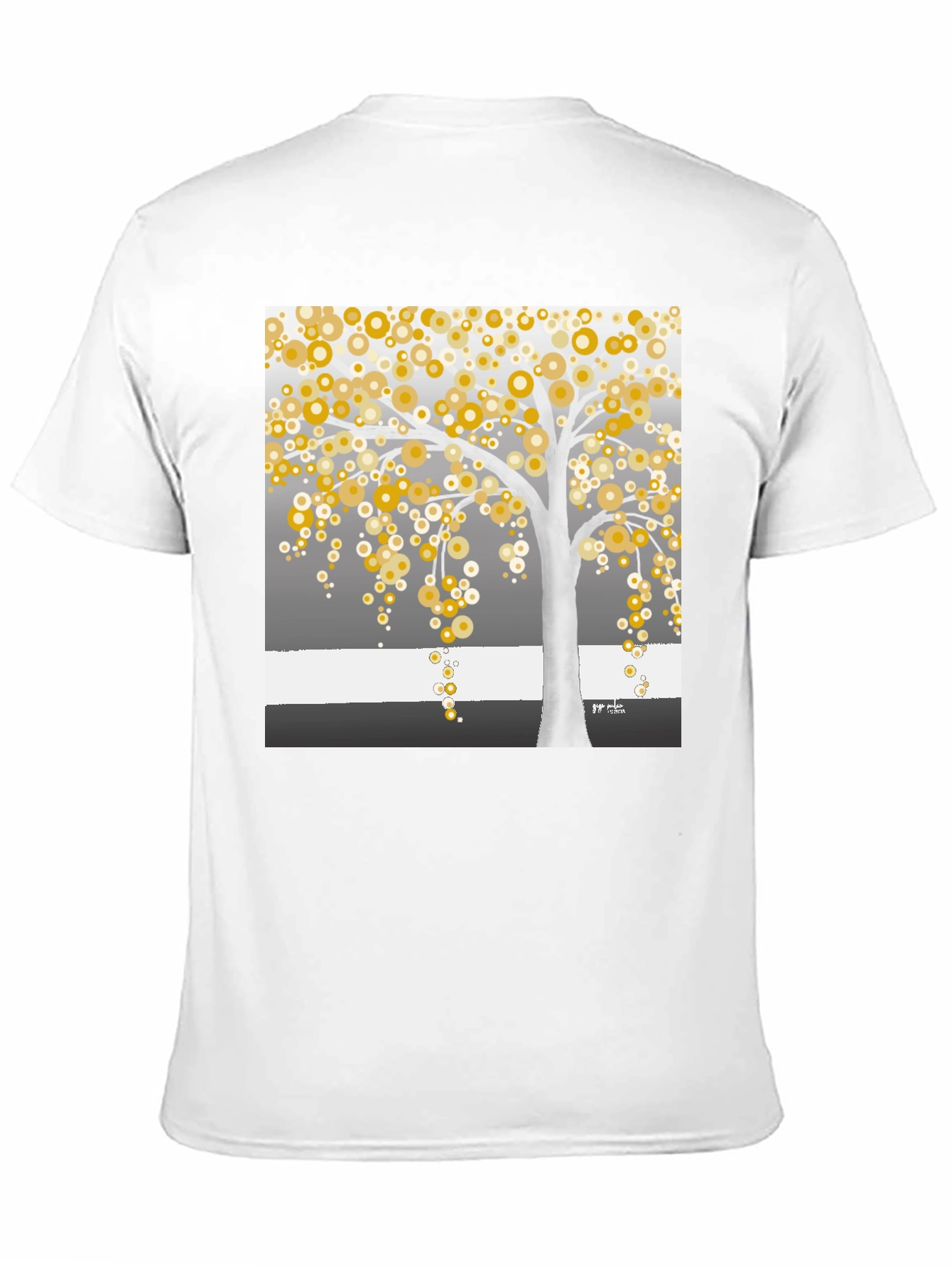 Golden Circle Tree Graphic Tee - Modern Art Shirt
