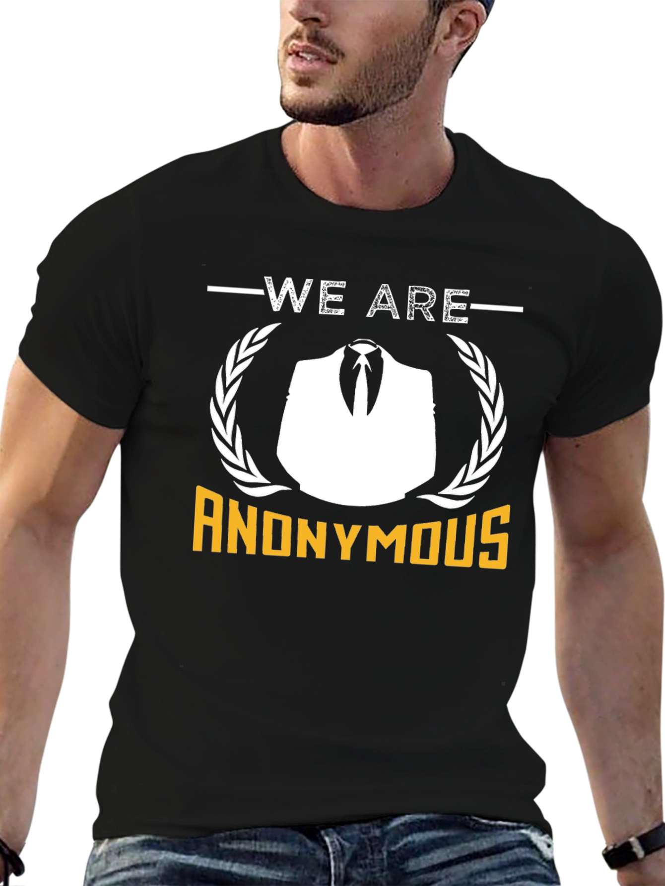 Anonymous Graphic T-Shirt - Black Crew Neck Tee