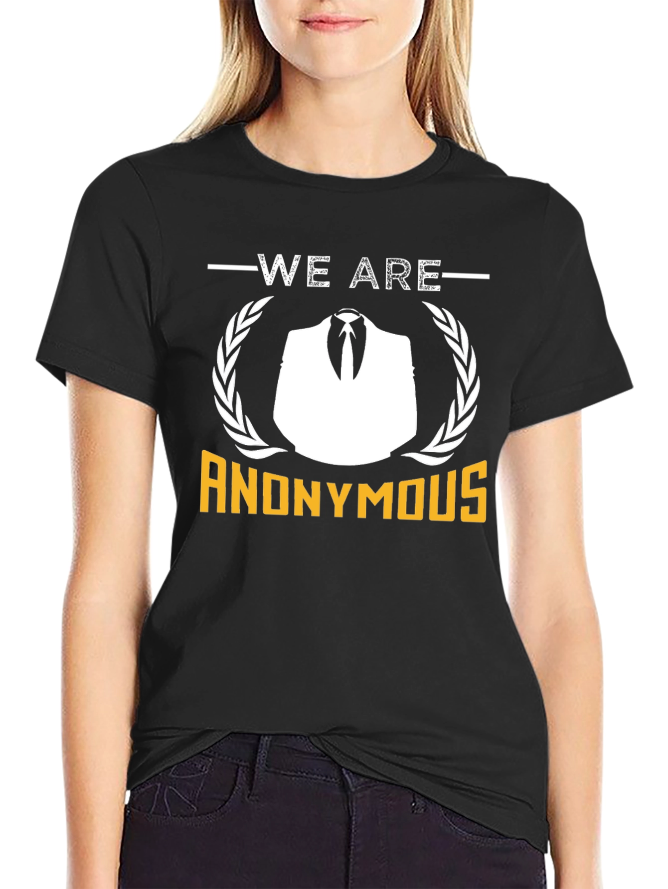 Anonymous Graphic T-Shirt - Black Crew Neck Tee