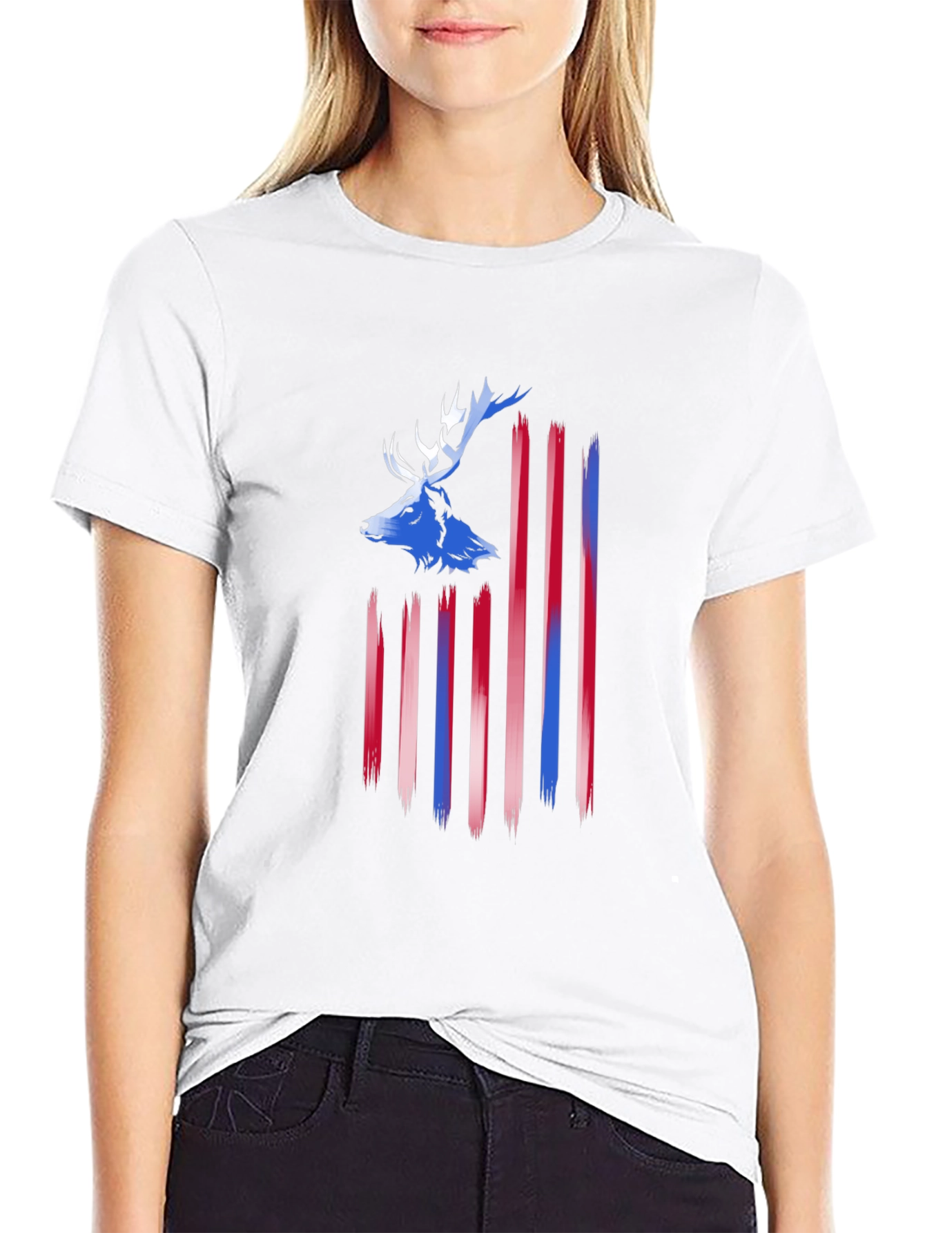 Deer American Flag Mens T-Shirt
