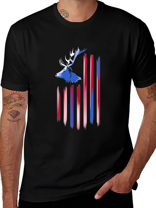 Deer American Flag Mens T-Shirt