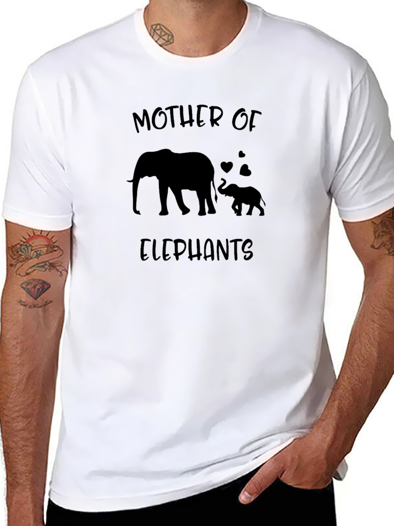 Mother of Elephants Graphic Tee - Black Cotton Shirt