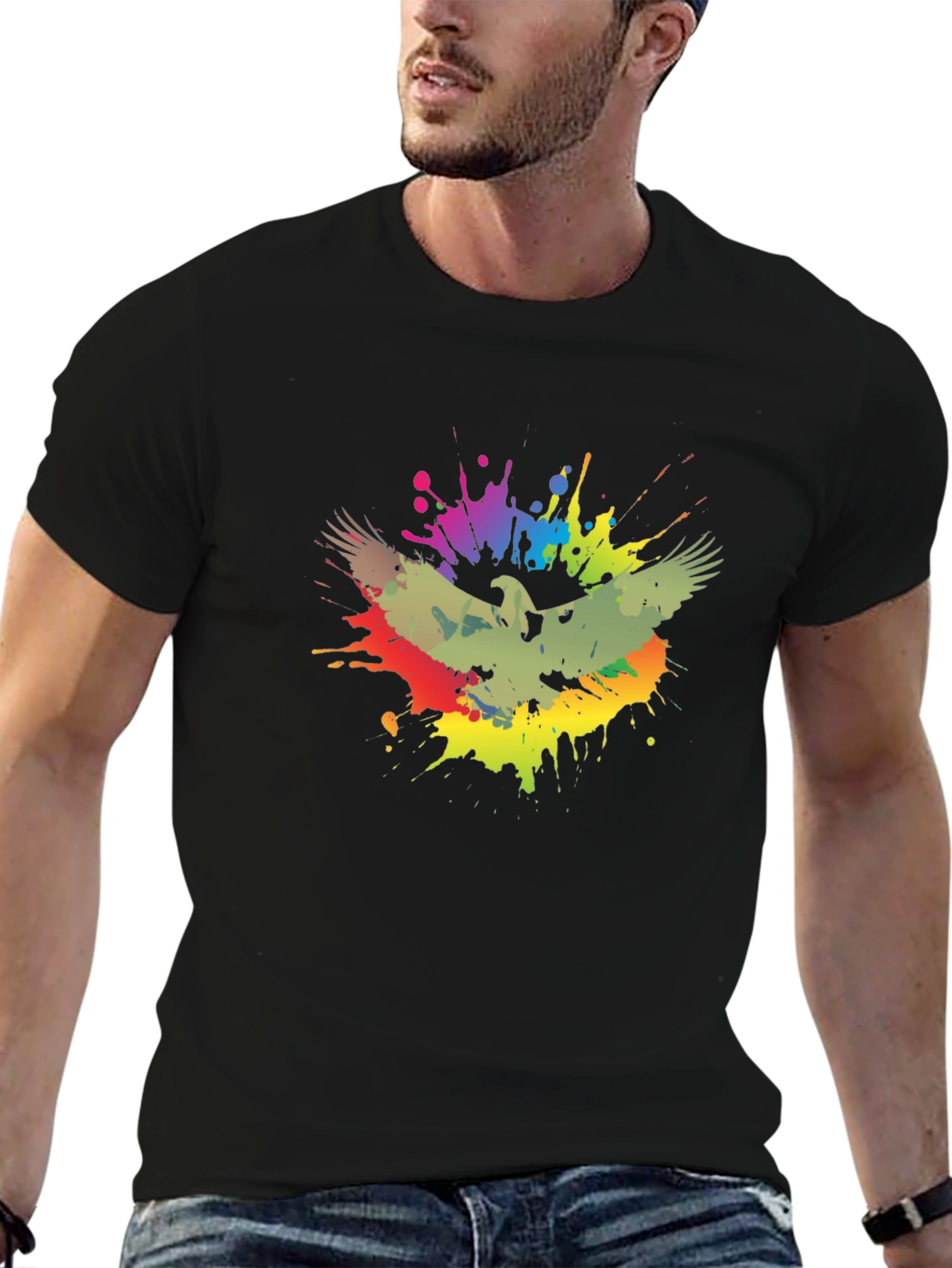 Eagle Splash Graphic T-Shirt - Trendy Mens Tee