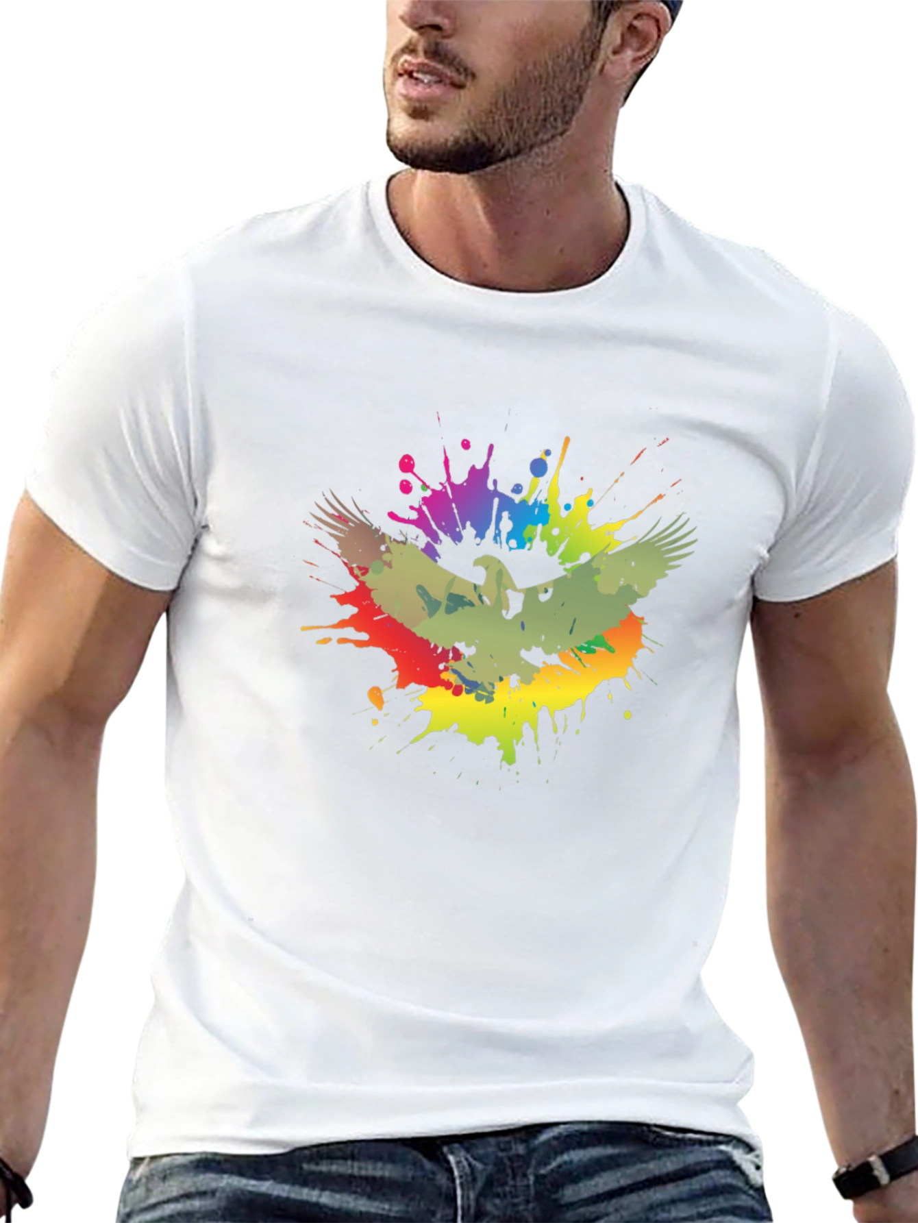 Eagle Splash Graphic T-Shirt - Trendy Mens Tee