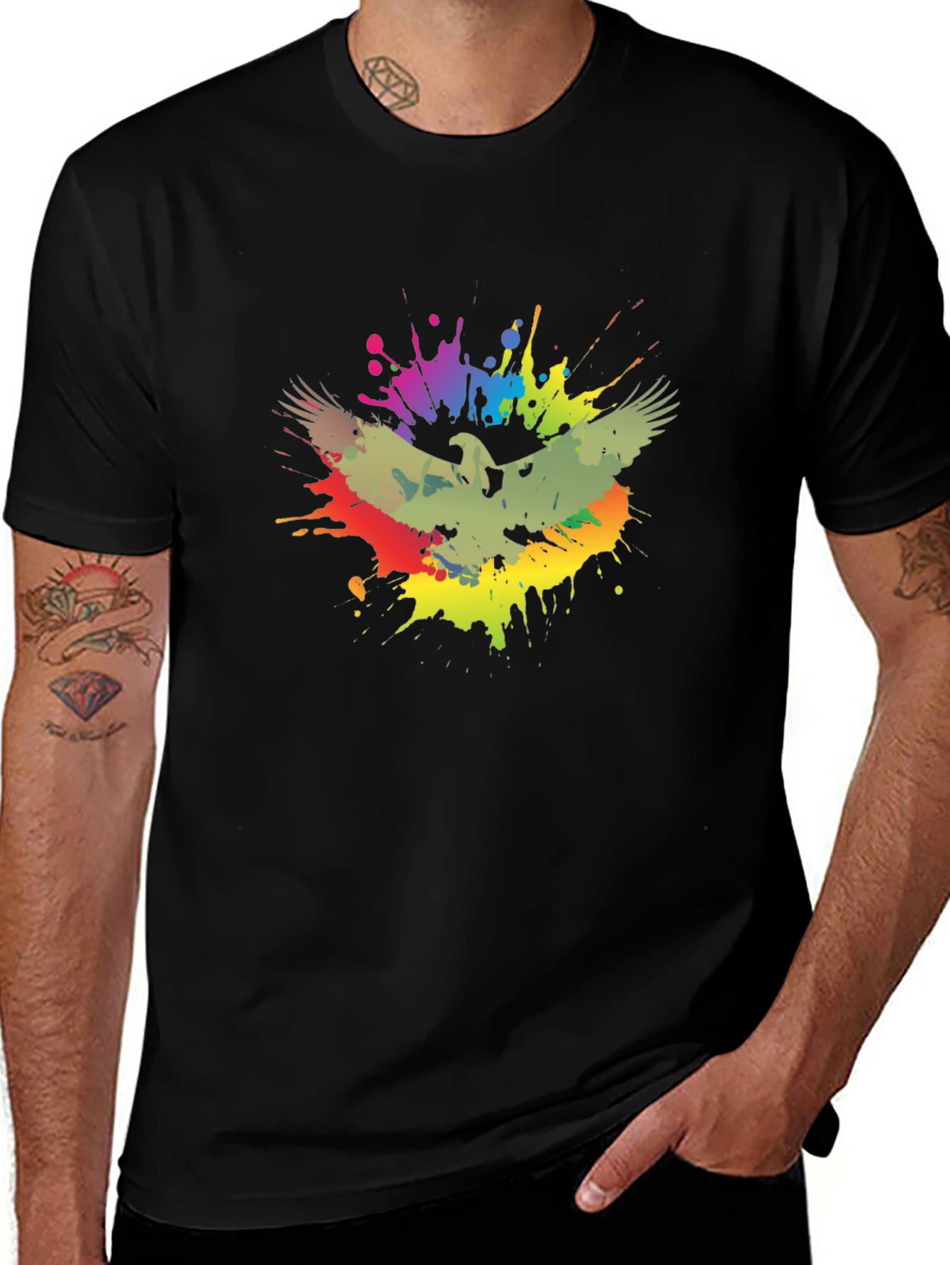 Eagle Splash Graphic T-Shirt - Trendy Mens Tee
