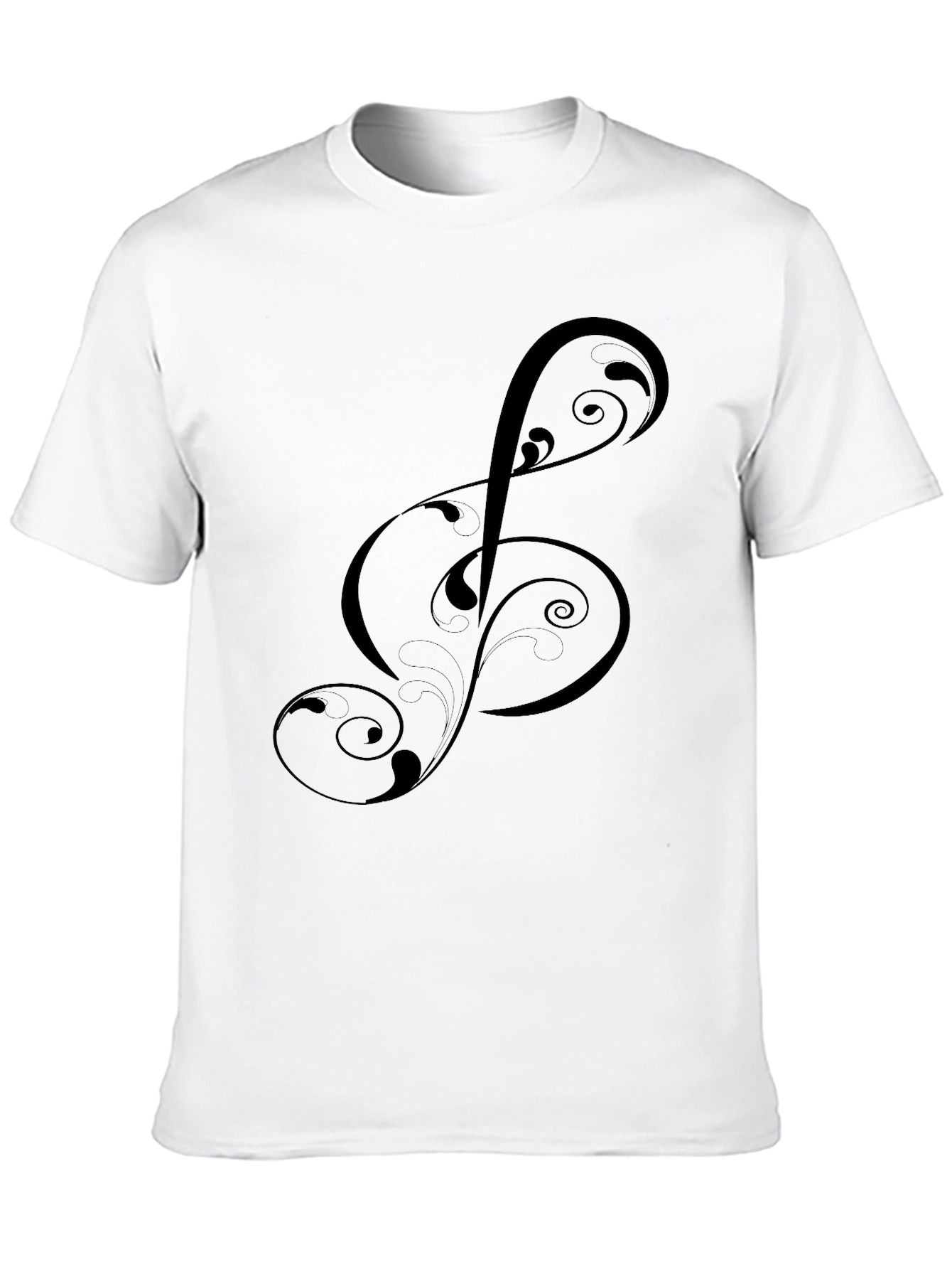 Elegant Treble Clef Graphic Black T-Shirt