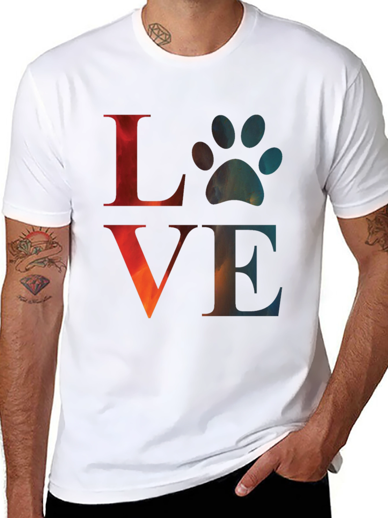 Love Paw Print Graphic Tee - Casual Comfort